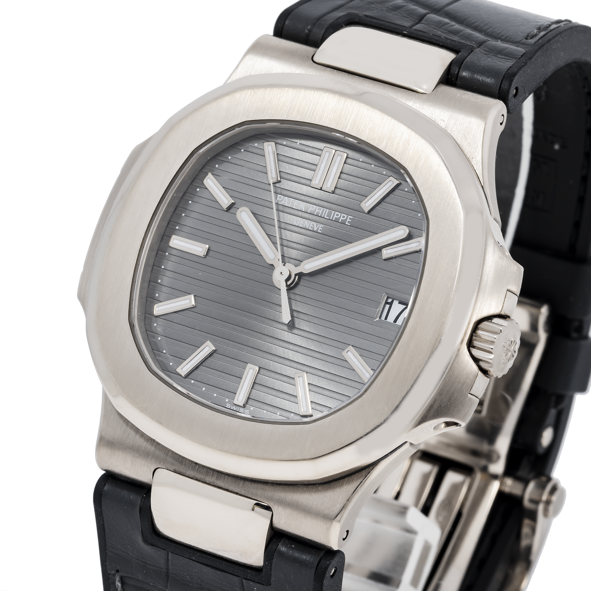 Patek Philippe Nautilus 40MM 5711/1A-010 Gray Dial Stainless Steel Bezel Black Alligator Leather Strap
