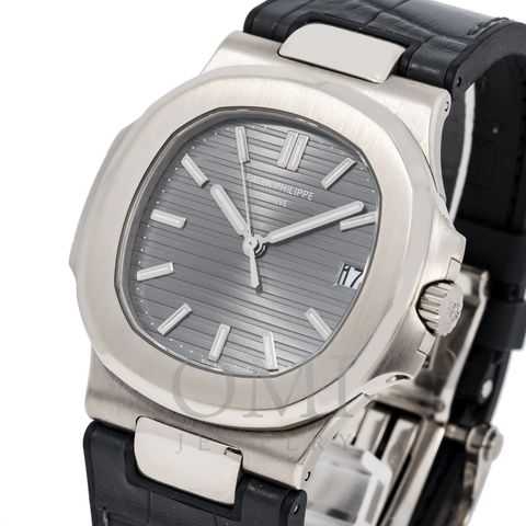 Patek Philippe Nautilus 5711 40MM Silver Dial With Leather  Bracelet