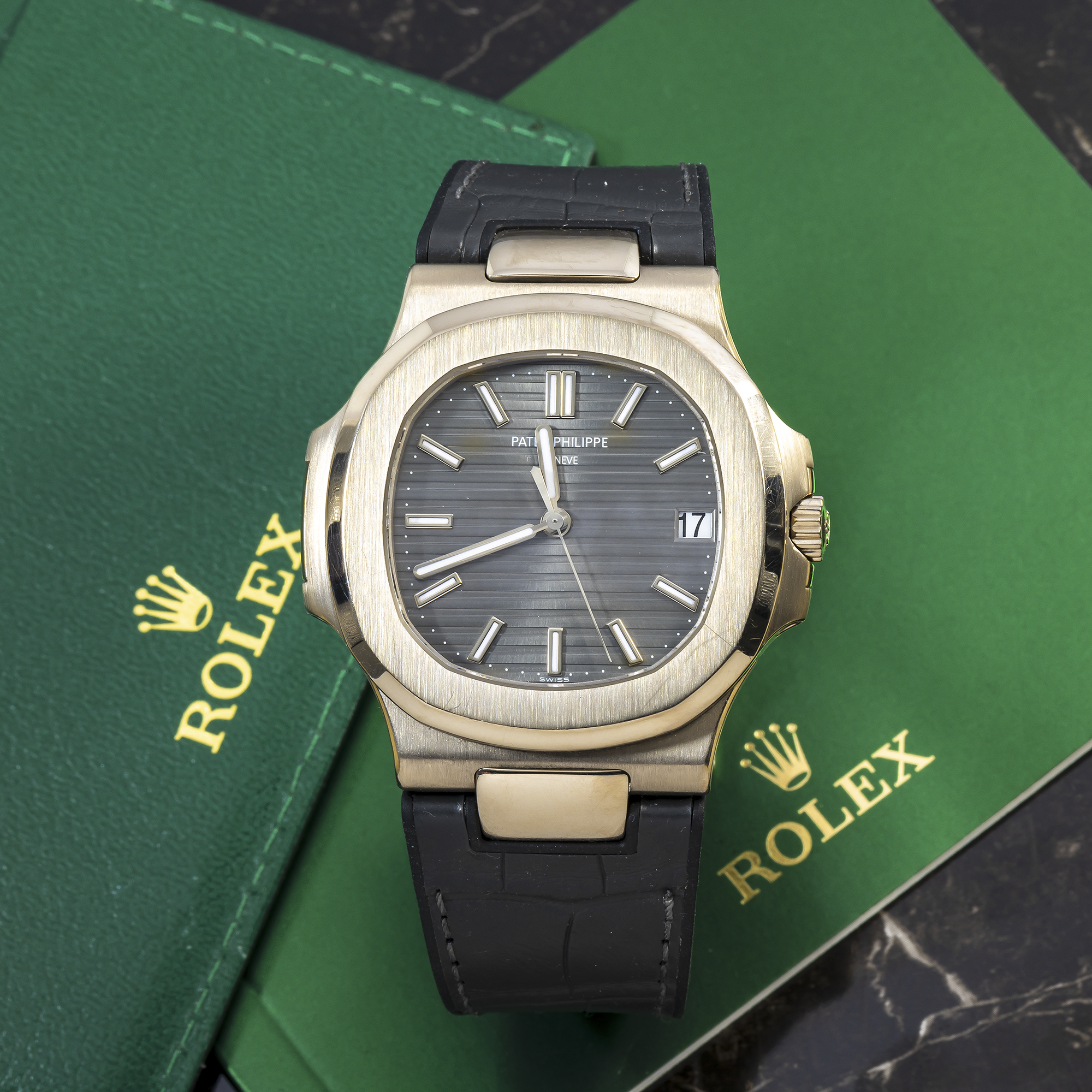 Patek Philippe Nautilus 5711 40MM Silver Dial With Leather  Bracelet