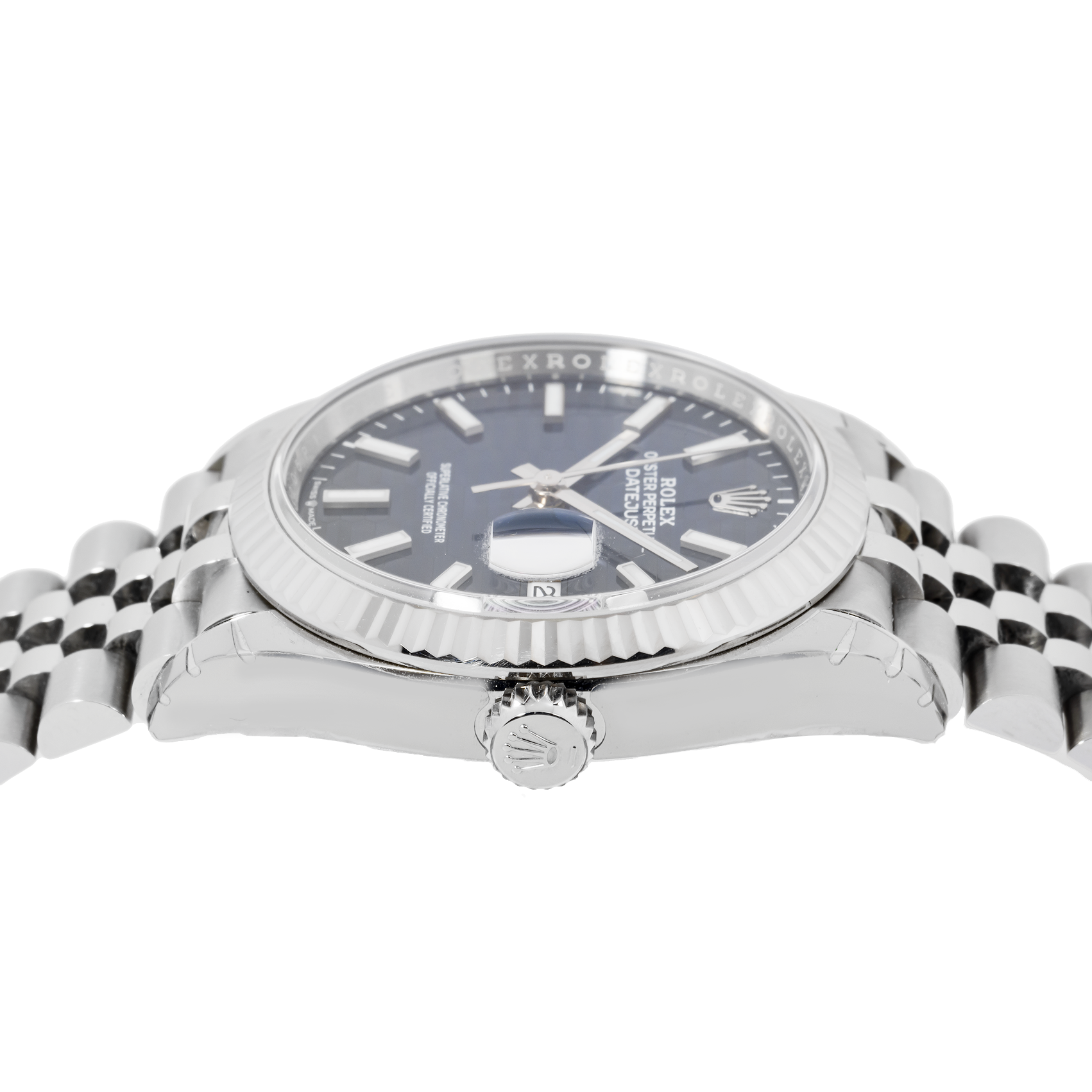 Rolex Datejust 41MM 126334 Blue Motif Dial Fluted Bezel Stainless Steel Jubilee Bracelet