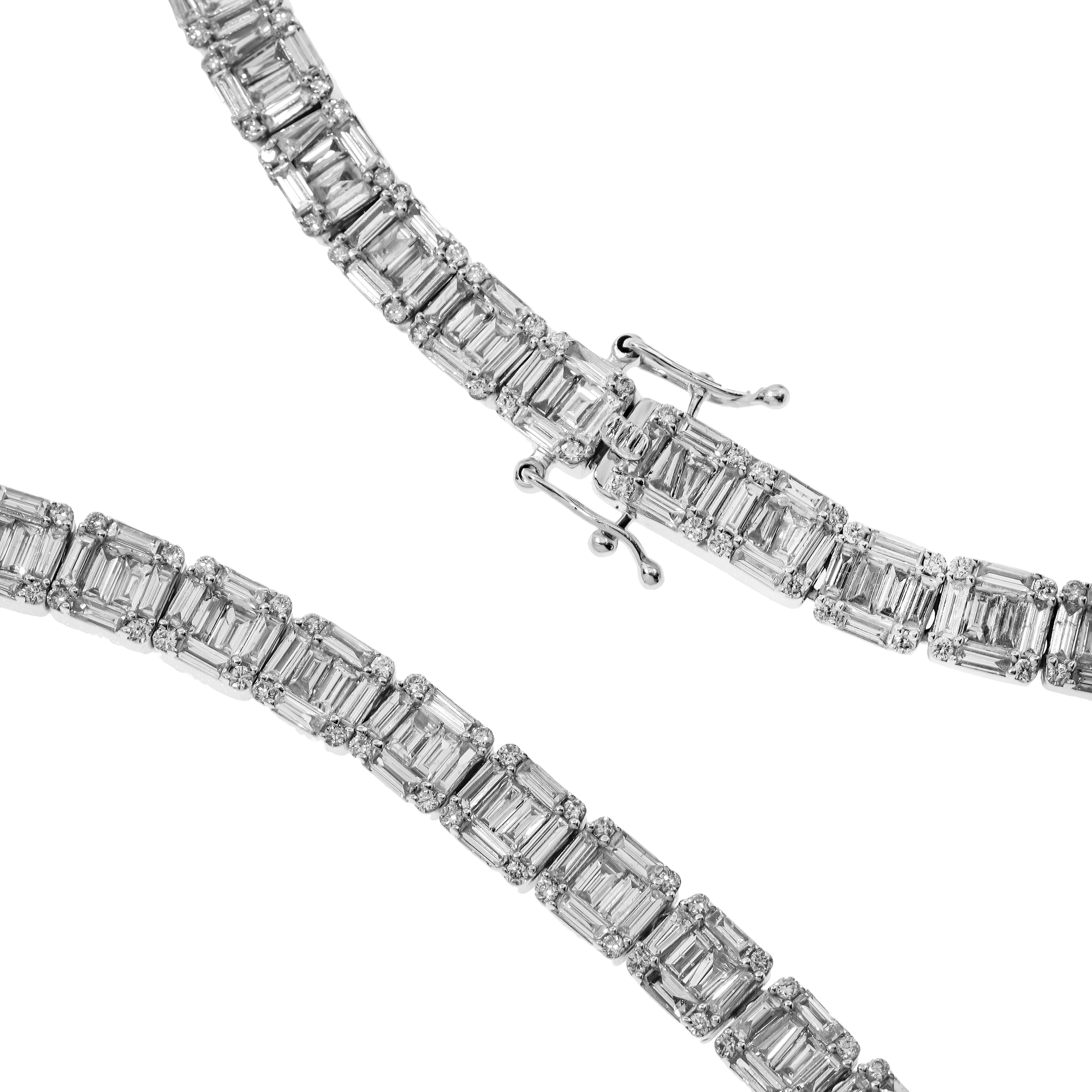 14K GOLD BAGUETTE SQUARE CLUSTER DIAMOND CHAIN 23.41 CT