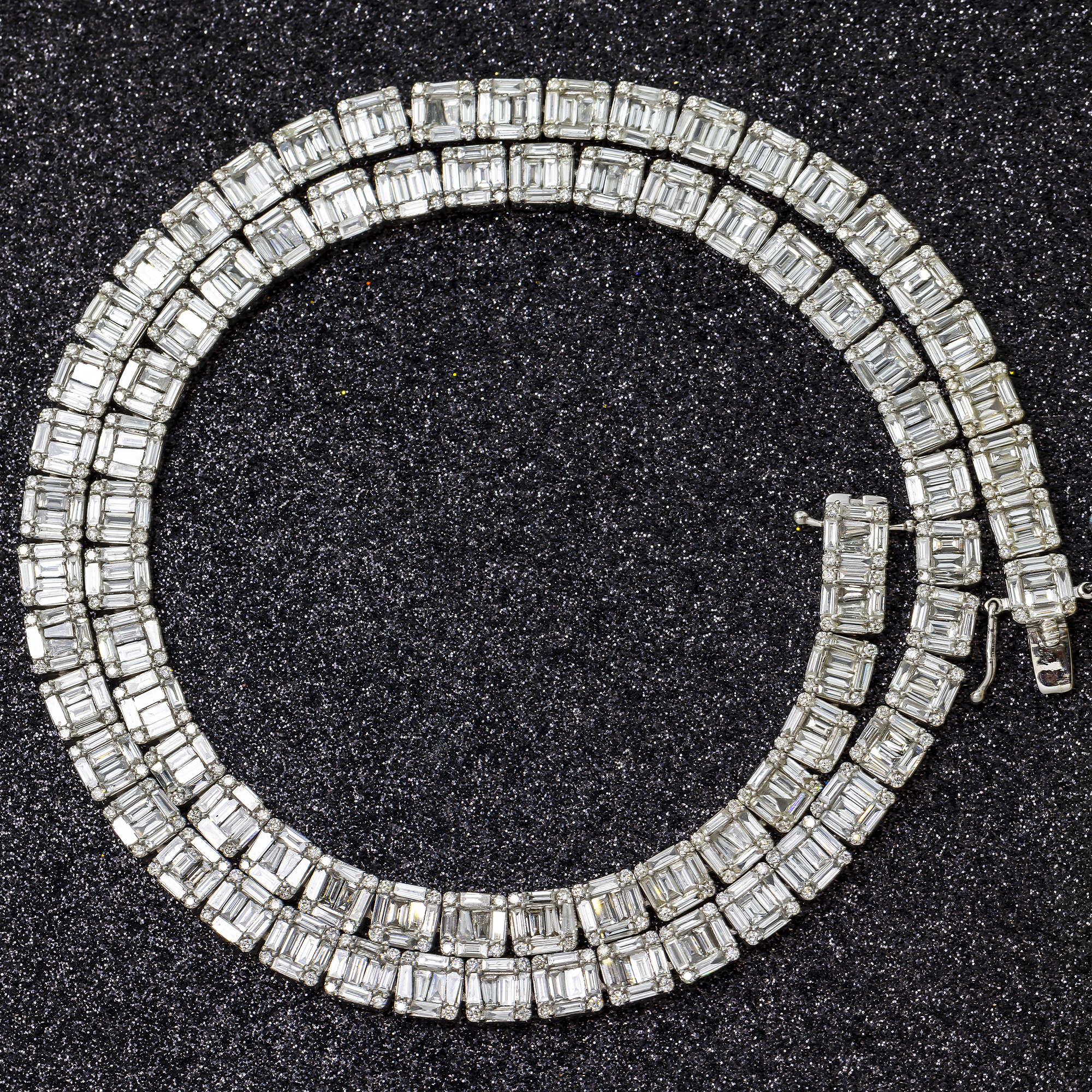 14K GOLD BAGUETTE SQUARE CLUSTER DIAMOND CHAIN 23.41 CT