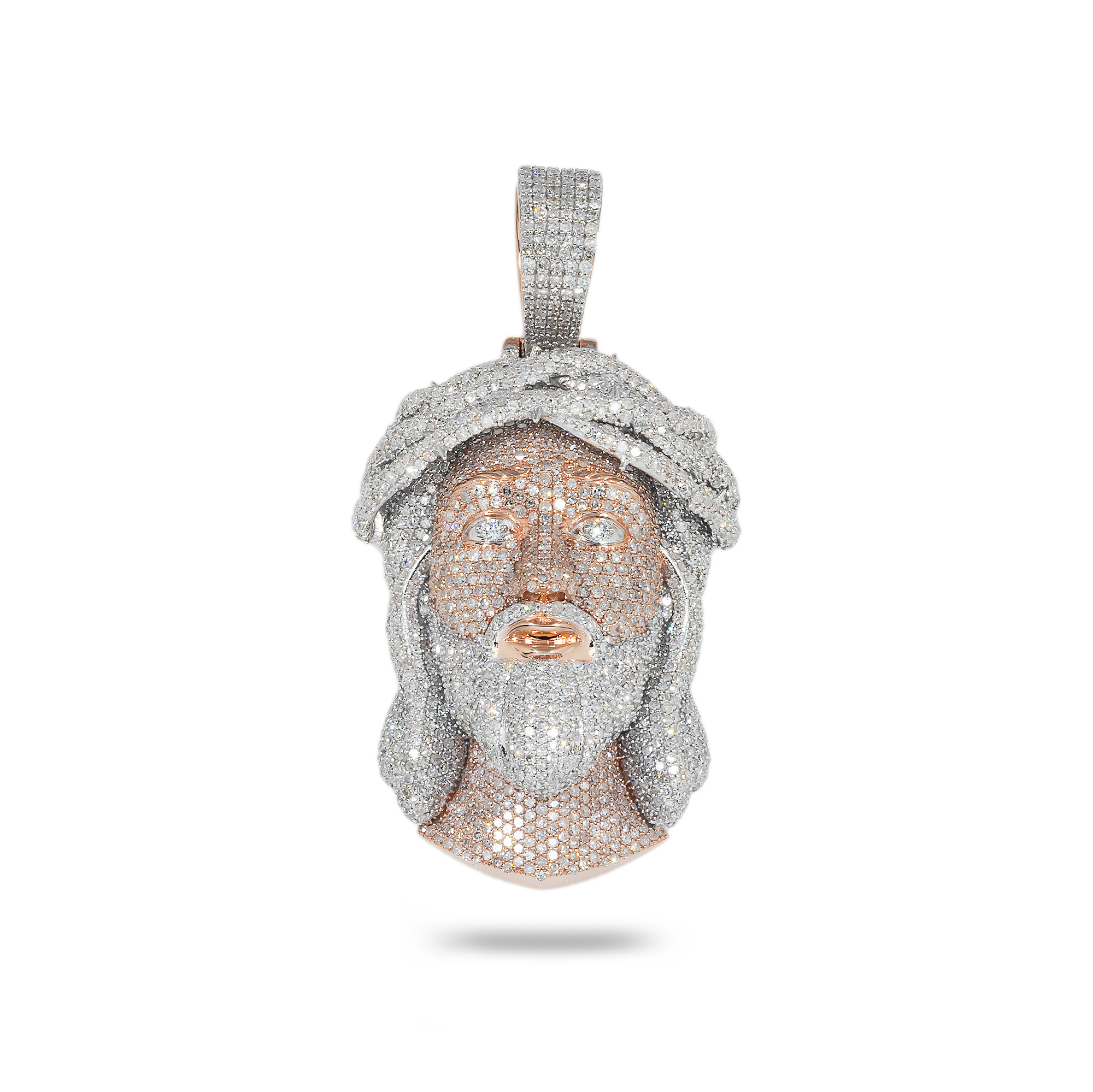 10K GOLD TWO TONE DIAMOND JESUS HEAD PENDANT 6.35 CT – OMI Jewelry 10K GOLD TWO TONE DIAMOND JESUS HEAD PENDANT 6.35 CT – OMI Jewelry