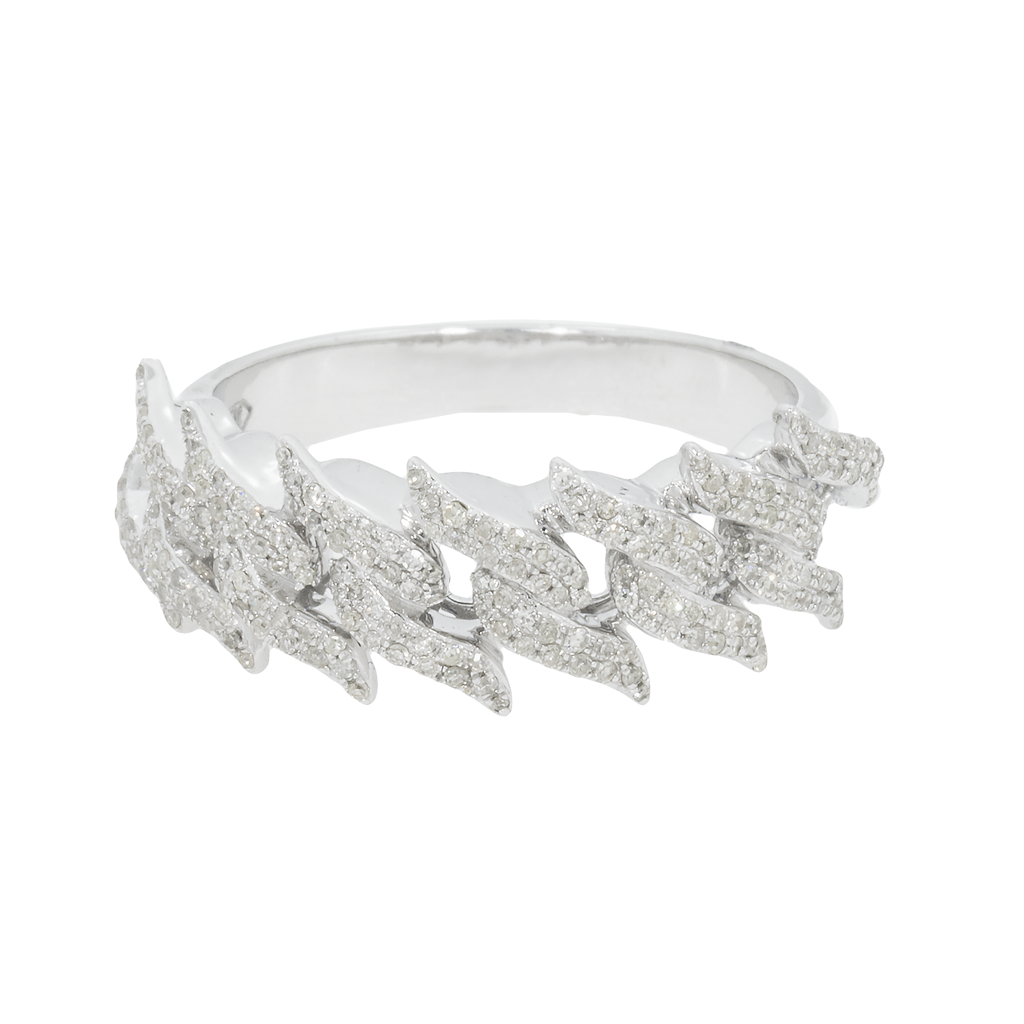 10K GOLD DIAMOND SPRIKED CUBAN LINK THORN RING 0.61 CT