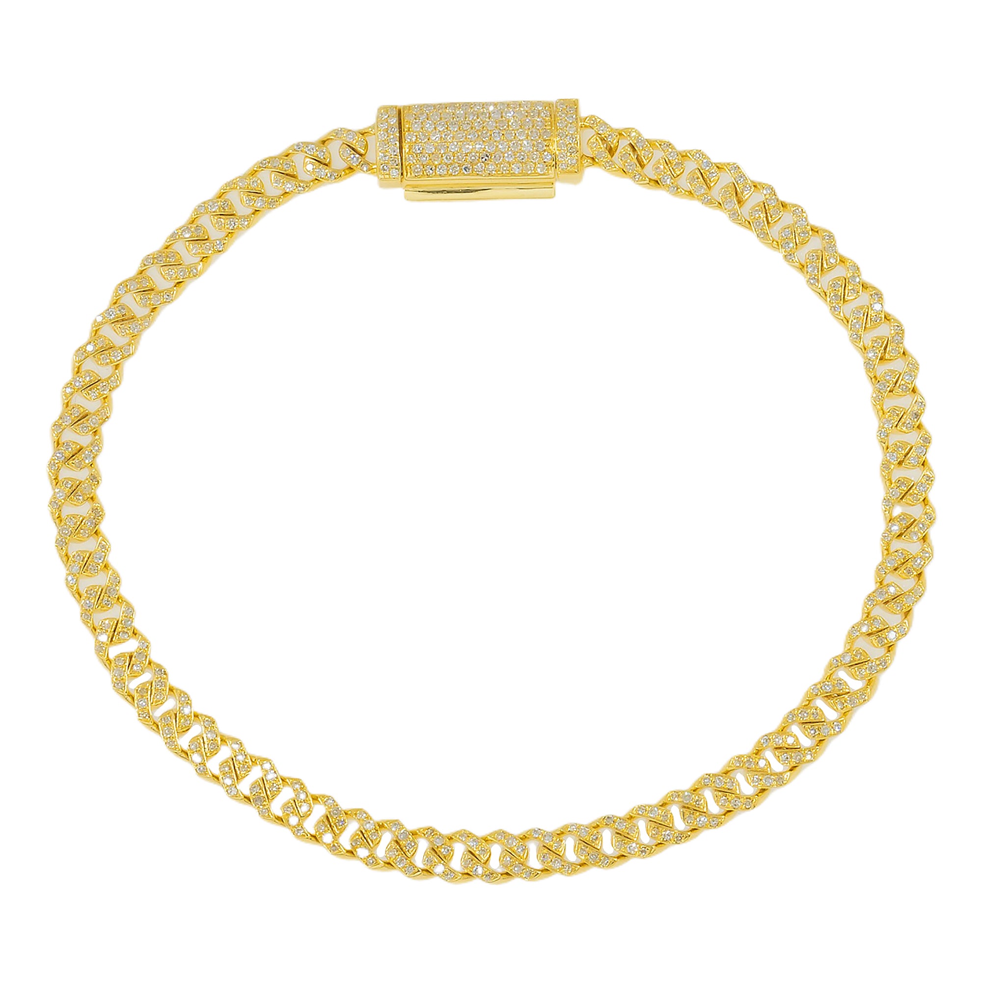 10K GOLD DIAMOND CUBAN LINK BRACELET 1.10 CT
