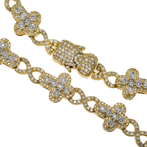 10K GOLD 7MM DIAMOND INFINTY LINK CROSS CHAIN 10.55 CT