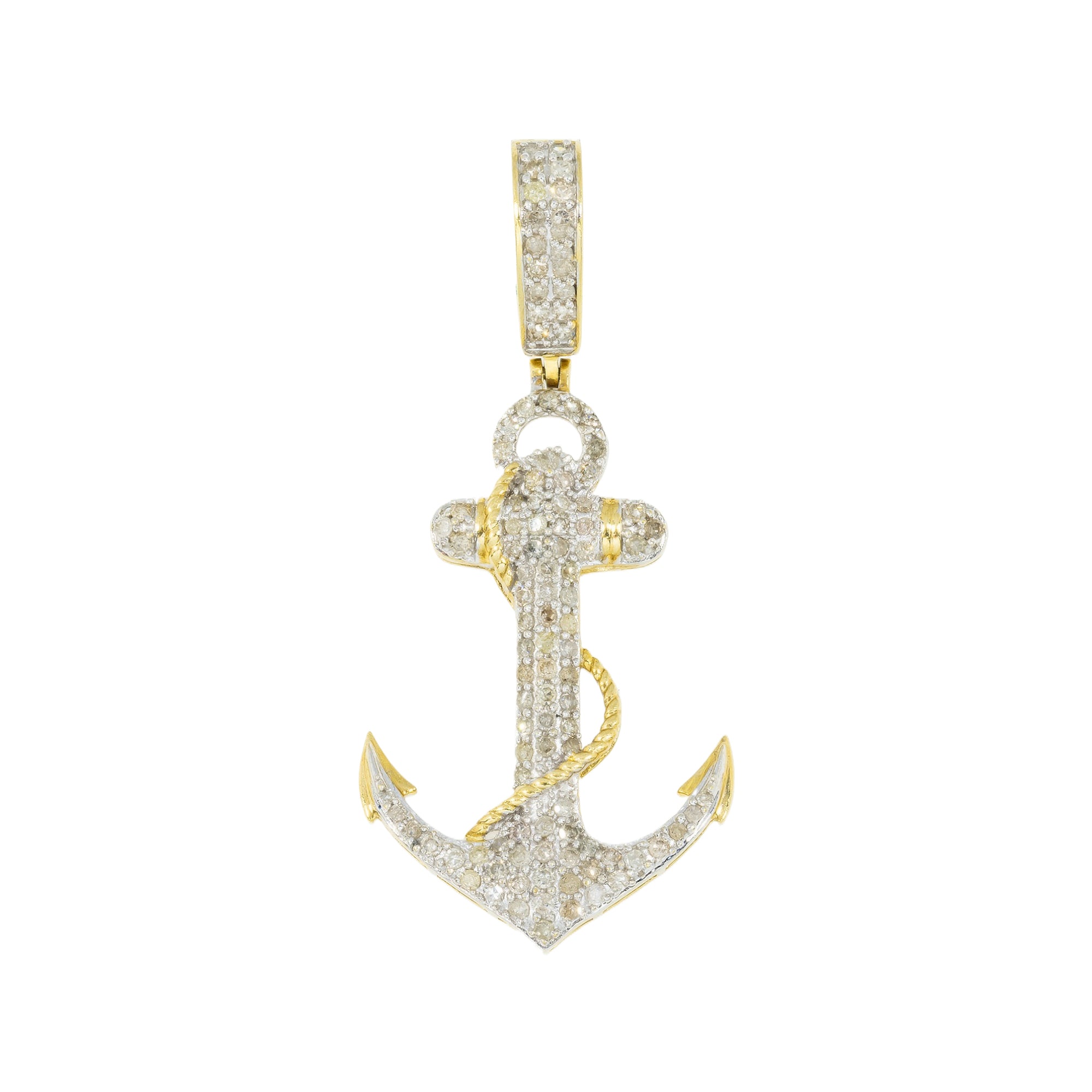 10K GOLD DIAMOND ANCHOR PENDANT 0.75 CT
