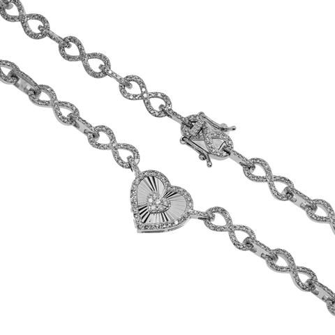 10K GOLD DIAMOND INFINTY LINK HEART CHAIN 4.90 CT