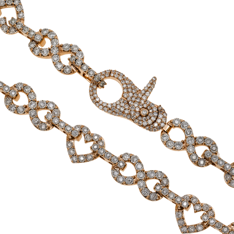 10K GOLD 10MM DIAMOND INFINTY LINK HEART CHAIN 6.05 CT