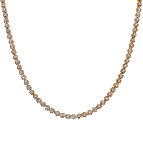 10K GOLD ROUND DIAMOND TENNIS CHAIN 3.50 CT