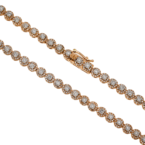 10K GOLD ROUND DIAMOND TENNIS CHAIN 3.50 CT