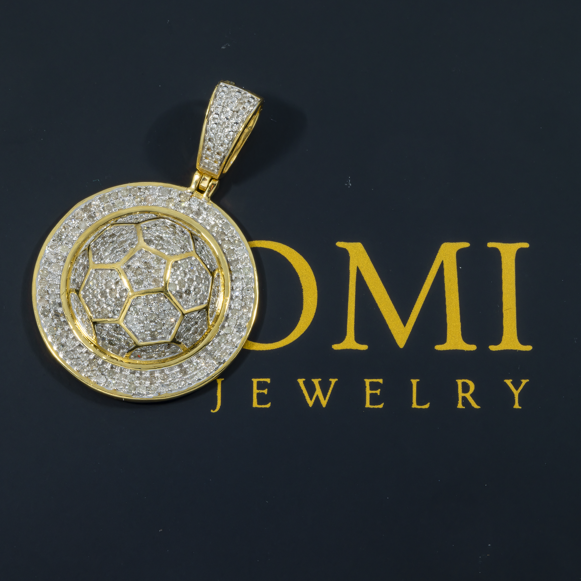 10K GOLD DIAMOND SOCCER BALL SPORTS PENDANT 1.10 CT