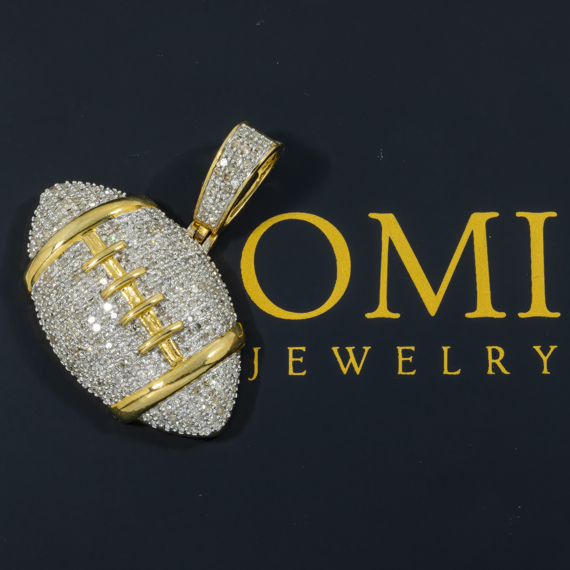 10K GOLD DIAMOND FOOTBALL SPORTS PENDANT 1.11 CT