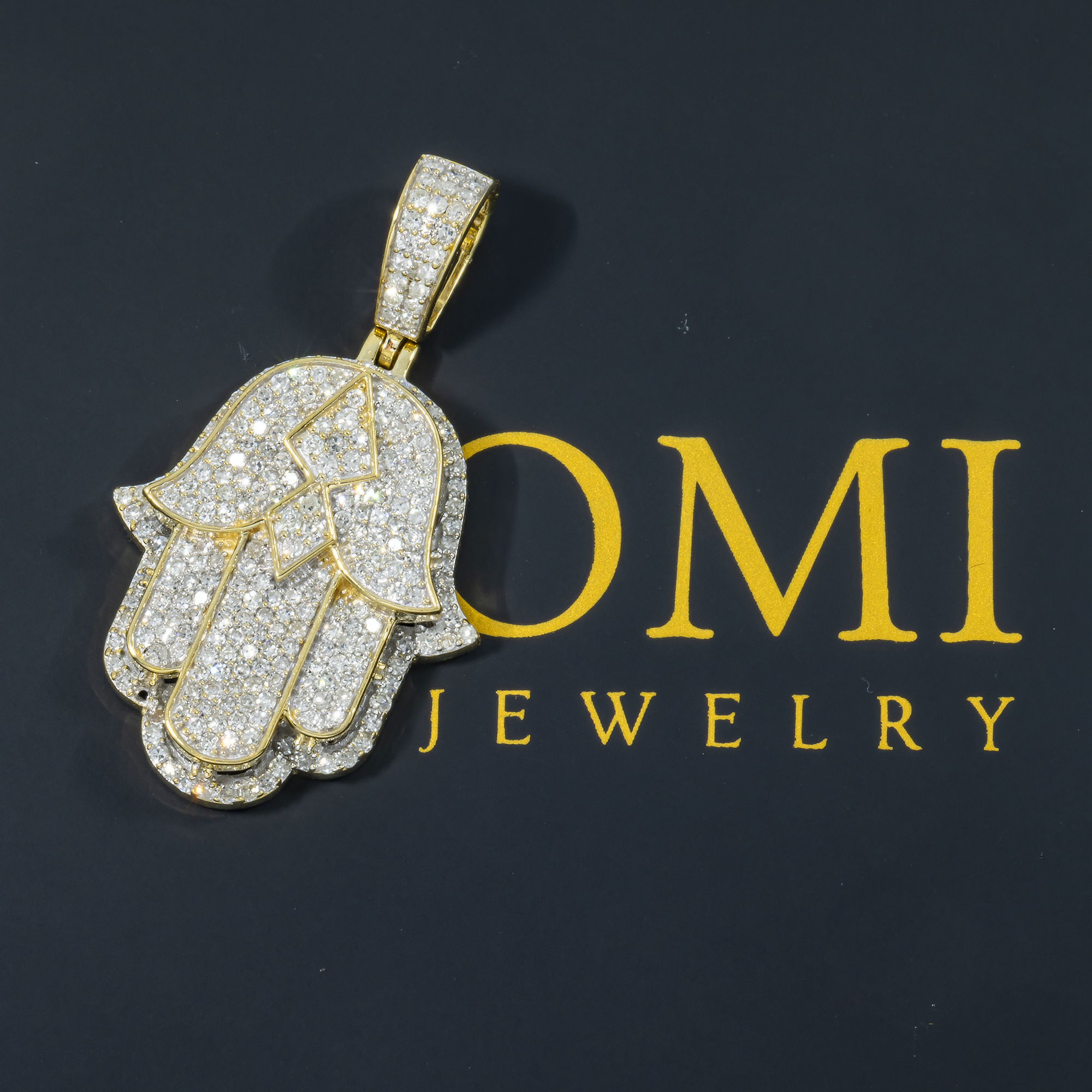 10K GOLD DIAMOND HAMSA PENDANT 1.15 CT