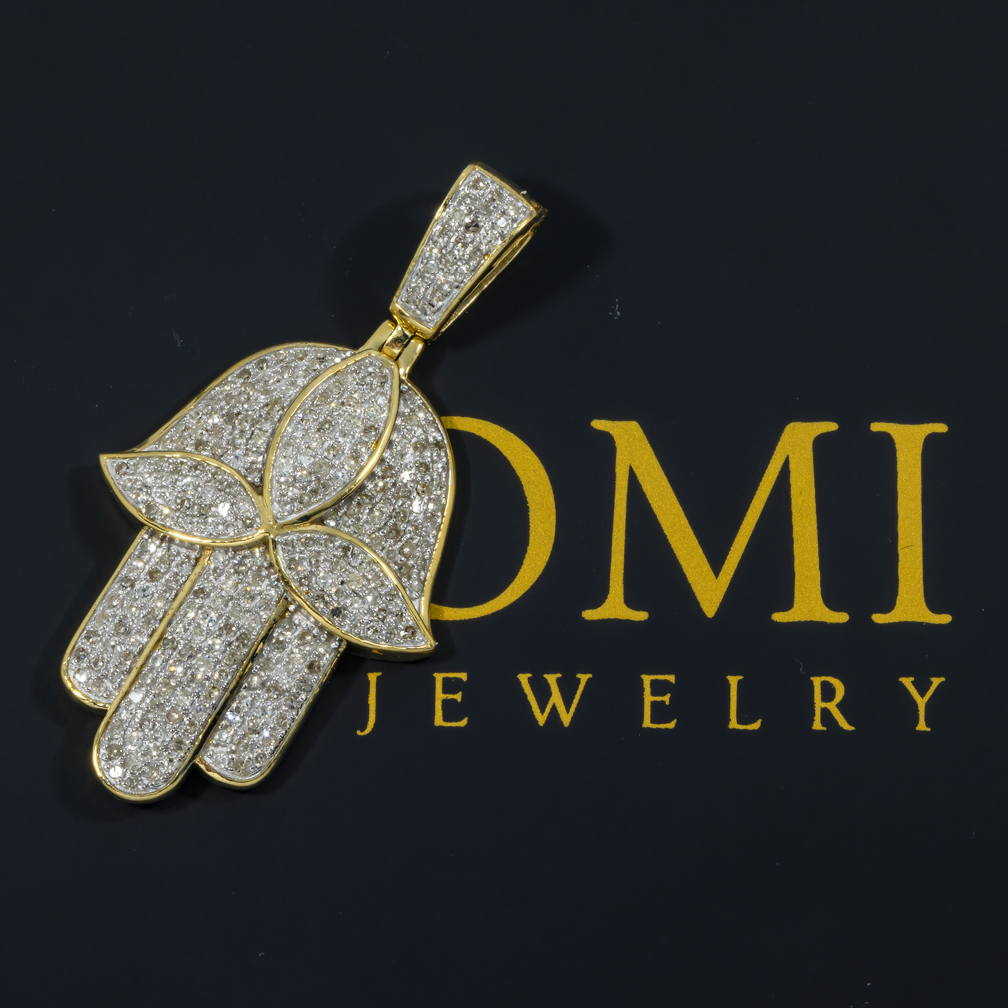 10K GOLD DIAMOND HAMSA PENDANT 0.86 CT