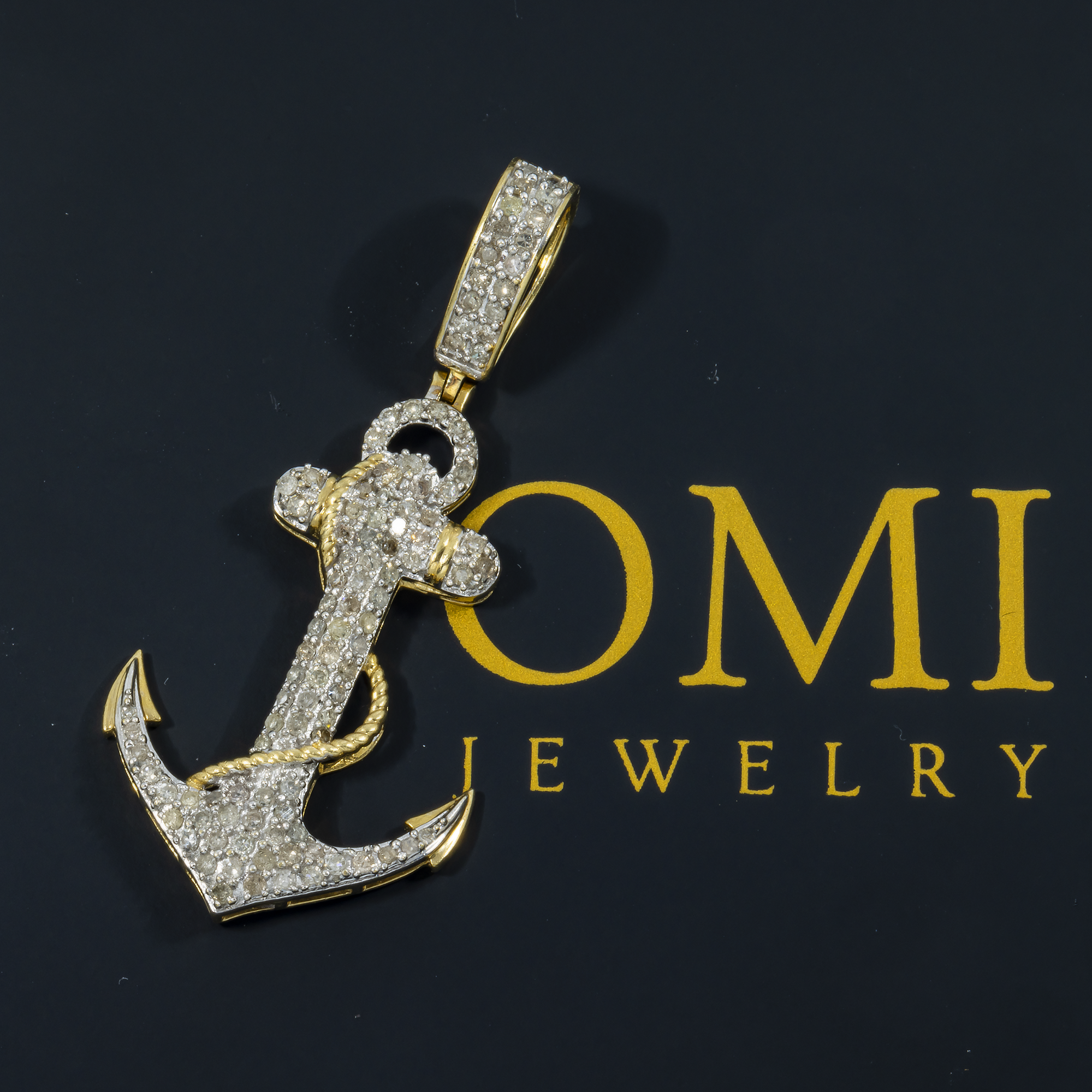 10K GOLD DIAMOND ANCHOR PENDANT 0.75 CT
