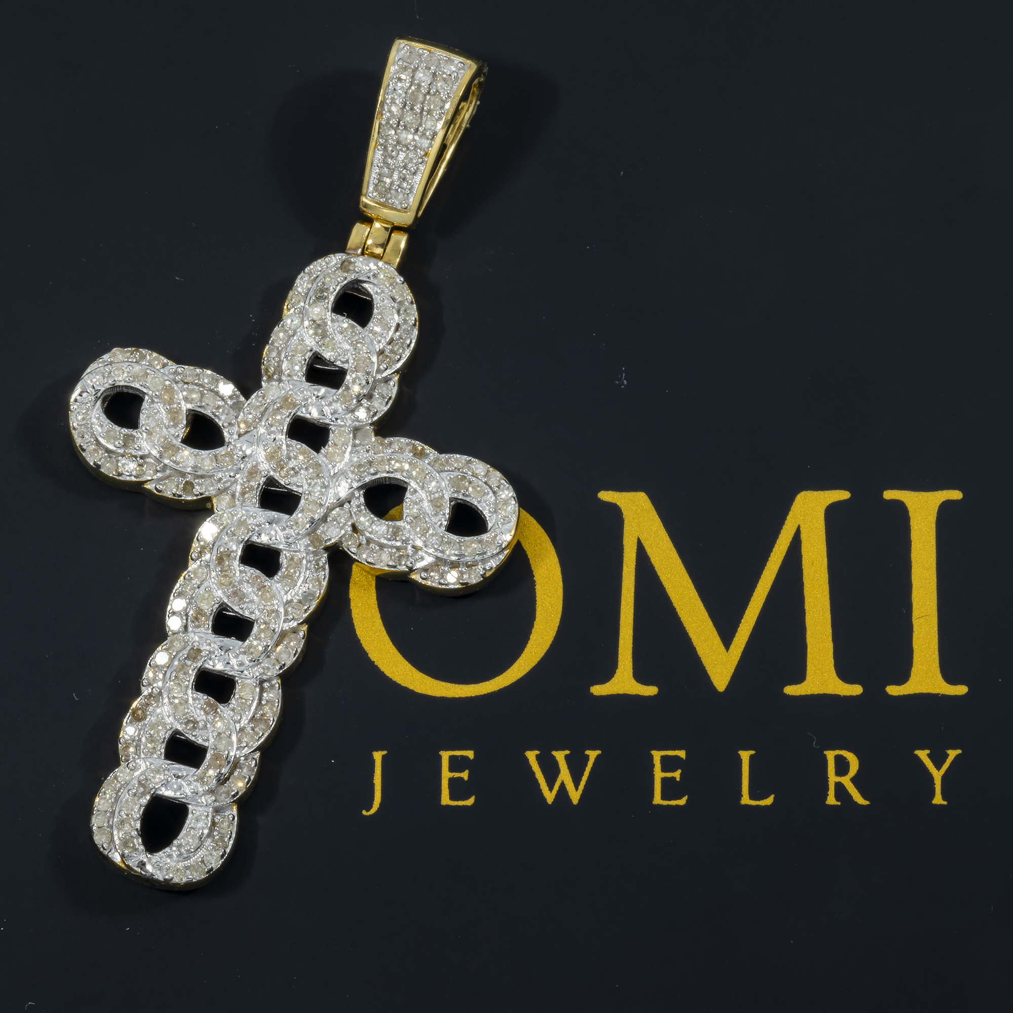 10K GOLD DIAMOND OPEN LINK CROSS PENDANT 0.69 CT