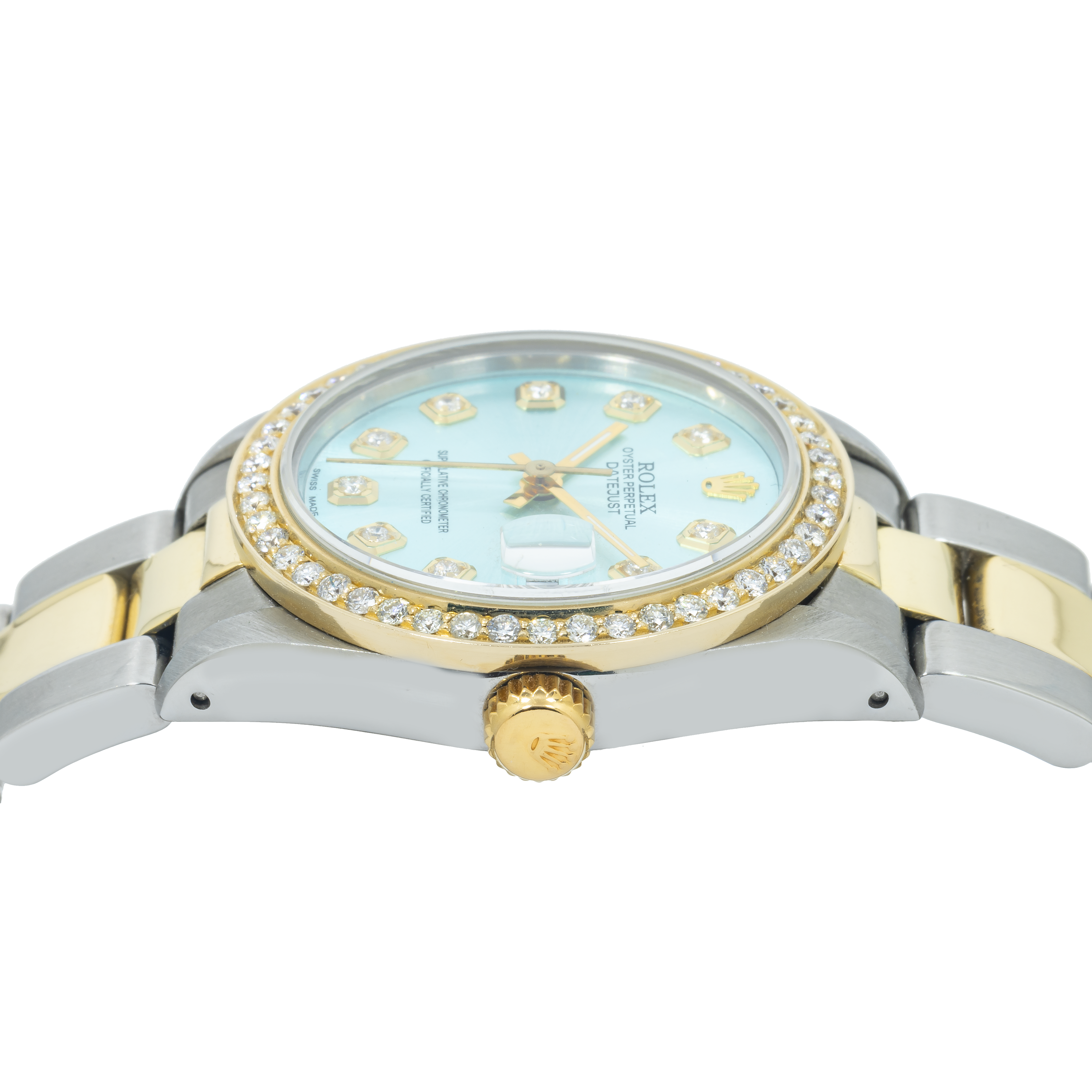 Rolex Datejust 31MM 6824 Ice Blue Diamond Dial Diamond Bezel Two Tone Yellow Gold Oyster Bracelet
