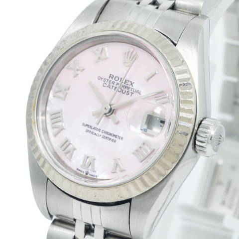 Rolex Datejust 79174 26MM Pink Roman Numeral Dial With Stainless Steel Jubilee Bracelet