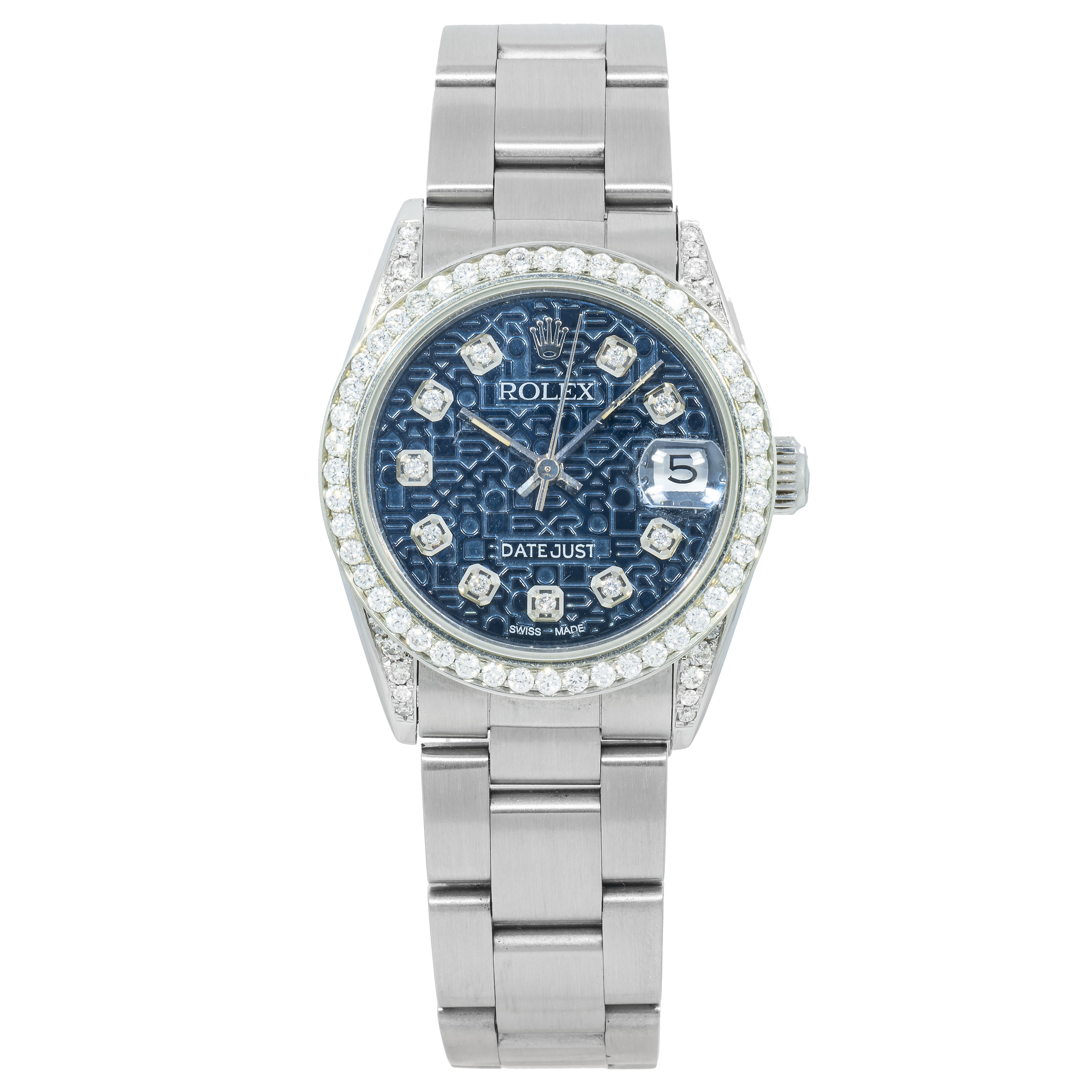 Rolex Datejust 31MM 78240 Blue Pattern Diamond Dial Diamond Bezel Stainless Steel Oyster Bracelet