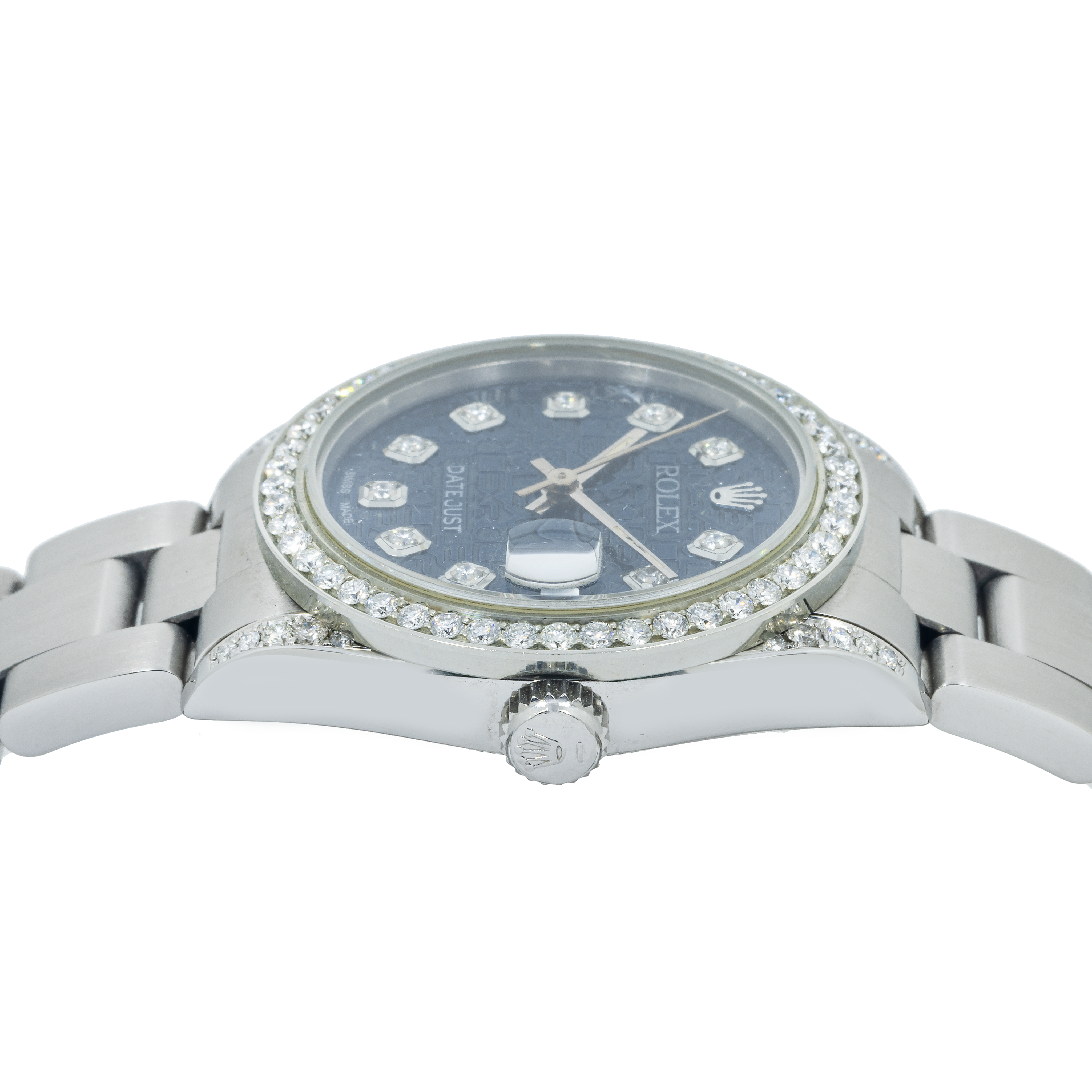 Rolex Datejust 31MM 6824 Blue Pattern Diamond Dial Diamond Bezel Stainless Steel Oyster Bracelet