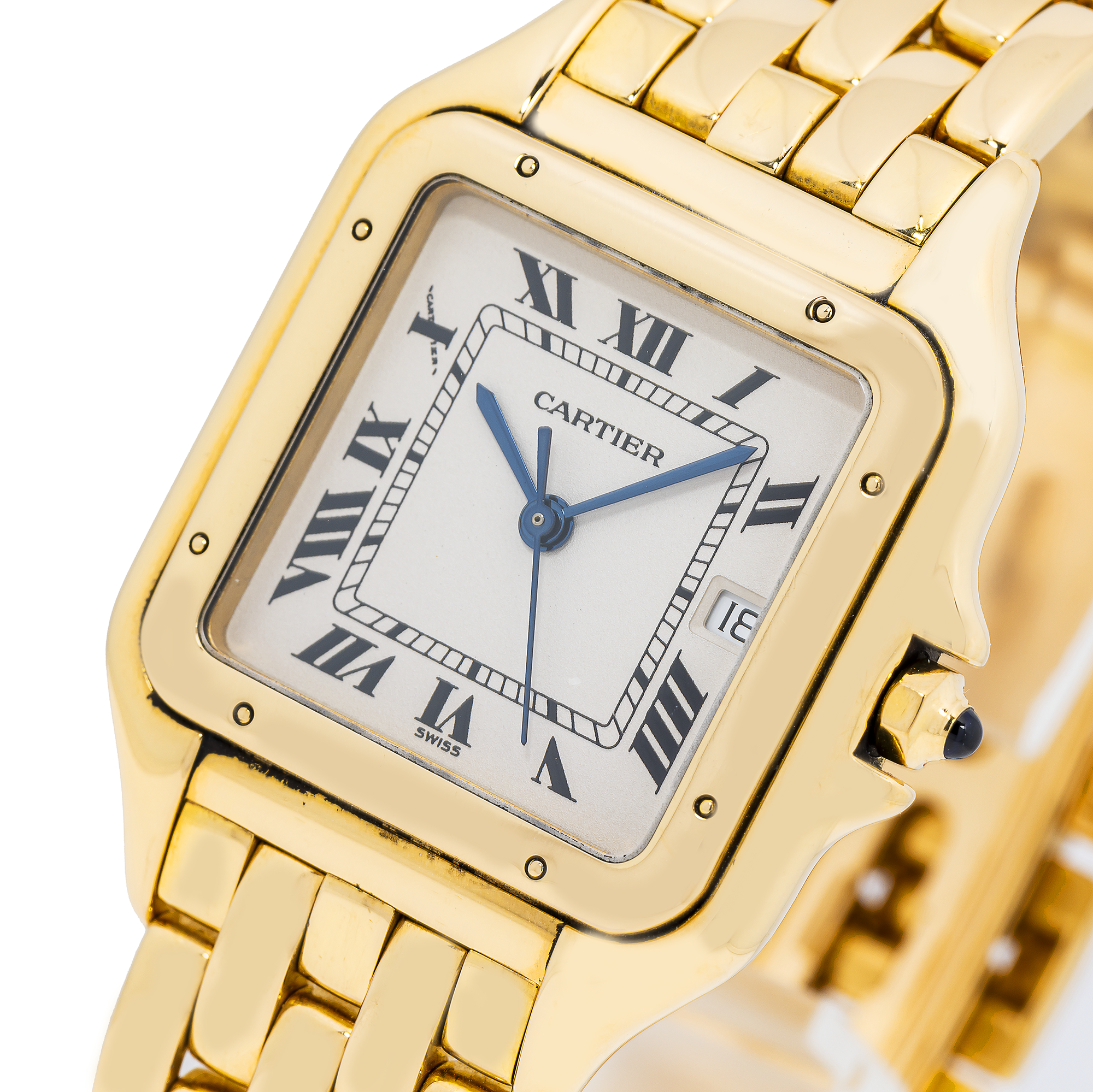 Cartier Panthère 27MM W25014B9 Silver Roman Dial Yellow Gold Bezel 18K Yellow Gold Bracelet