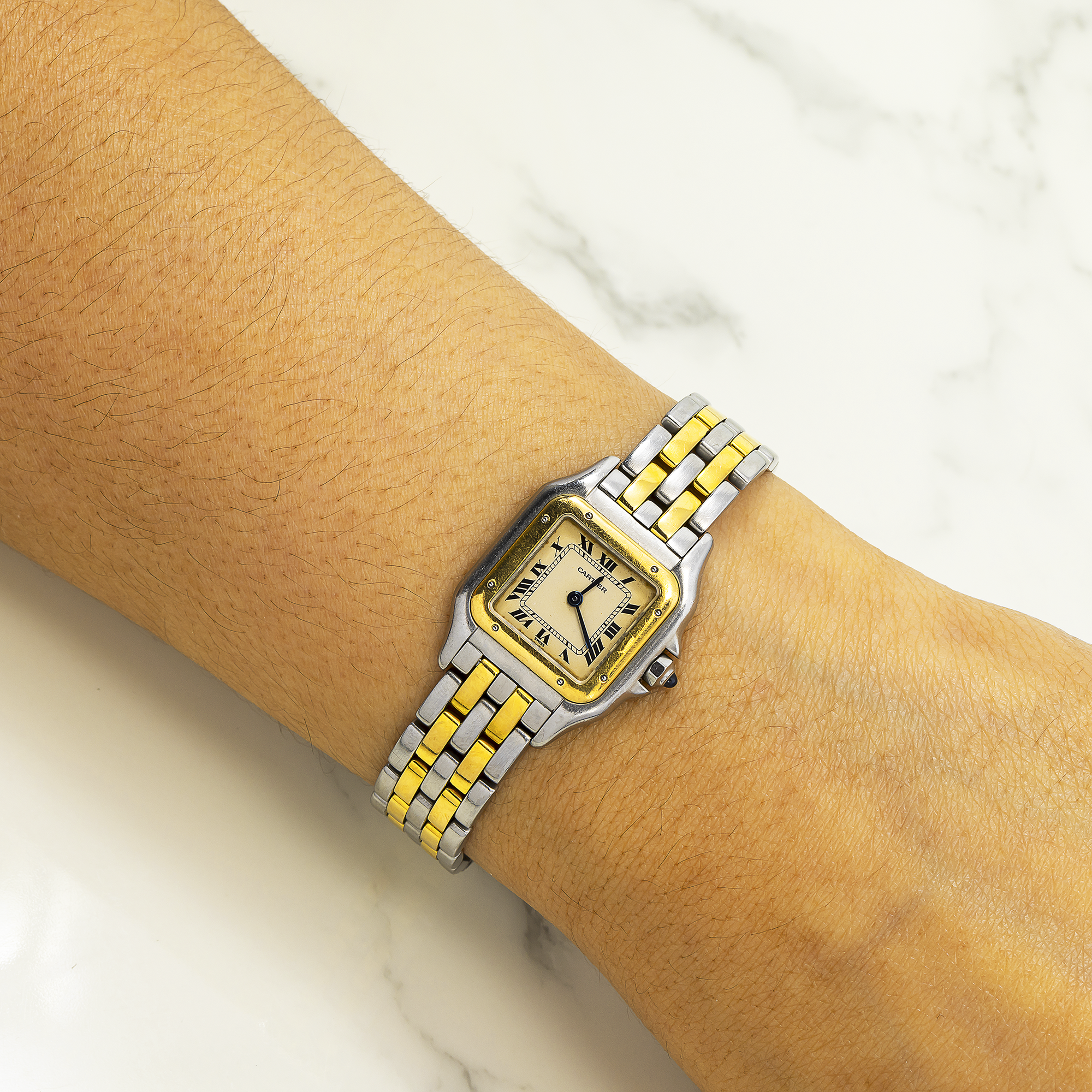 Cartier Panthère 22MM W25029B5 Ivory Dial Yellow Gold Bezel Two Tone Yellow Gold Bracelet