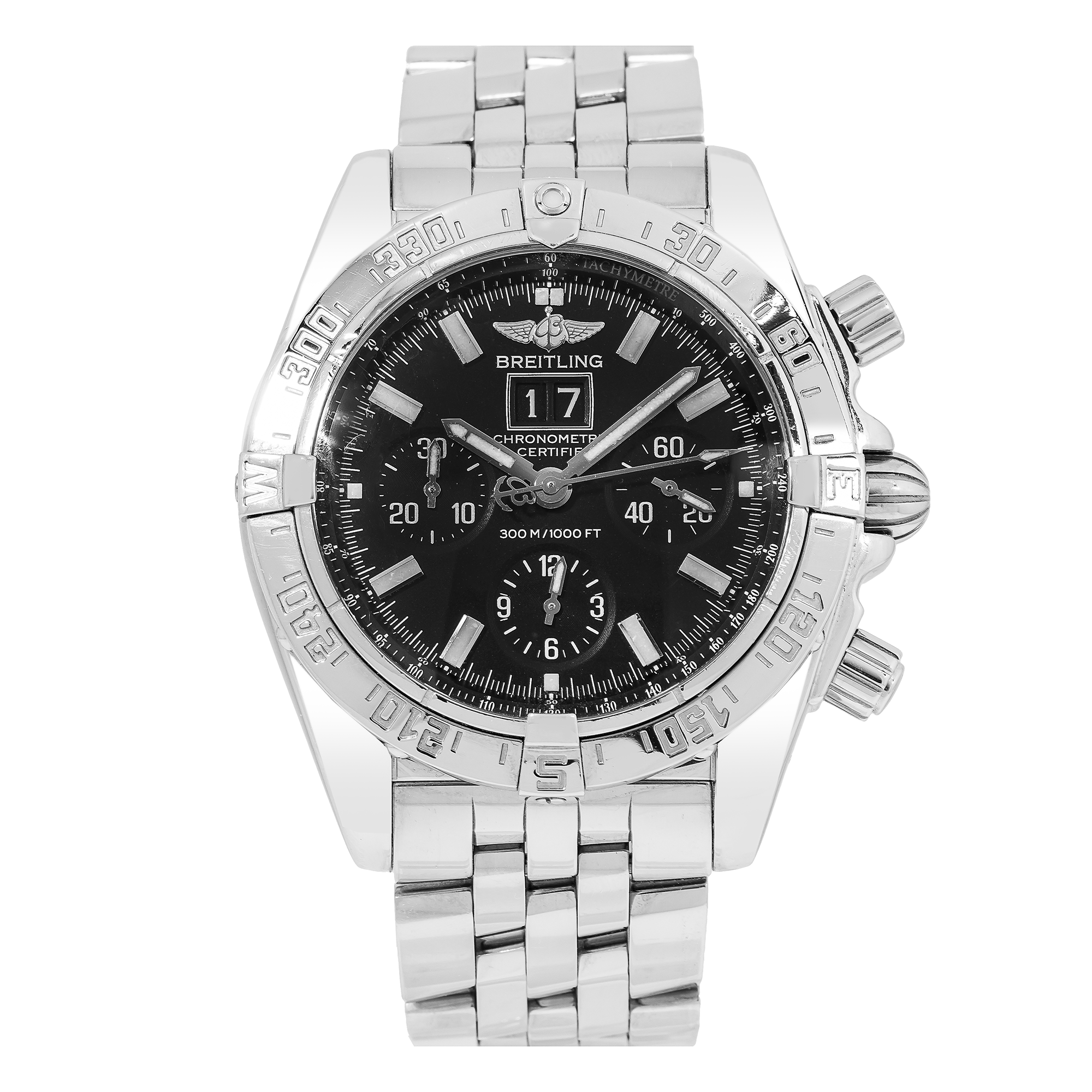 Breitling Chronomat Blackbird 44MM A44359 Black Dial Stainless Steel Bracelet