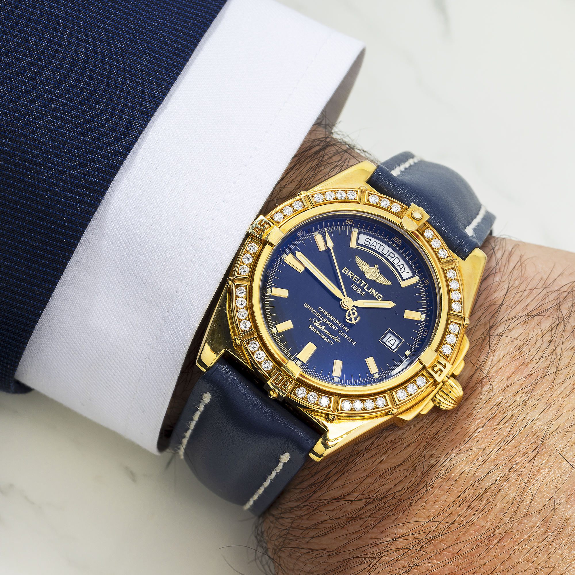 Breitling Windrider  K45355 43MM Black Dial With Leather Bracelet