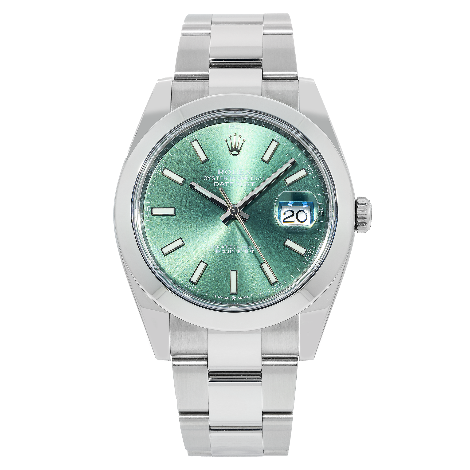 Rolex Datejust 41MM 126300 Green Dial Smooth Bezel Stainless Steel Oyster Bracelet