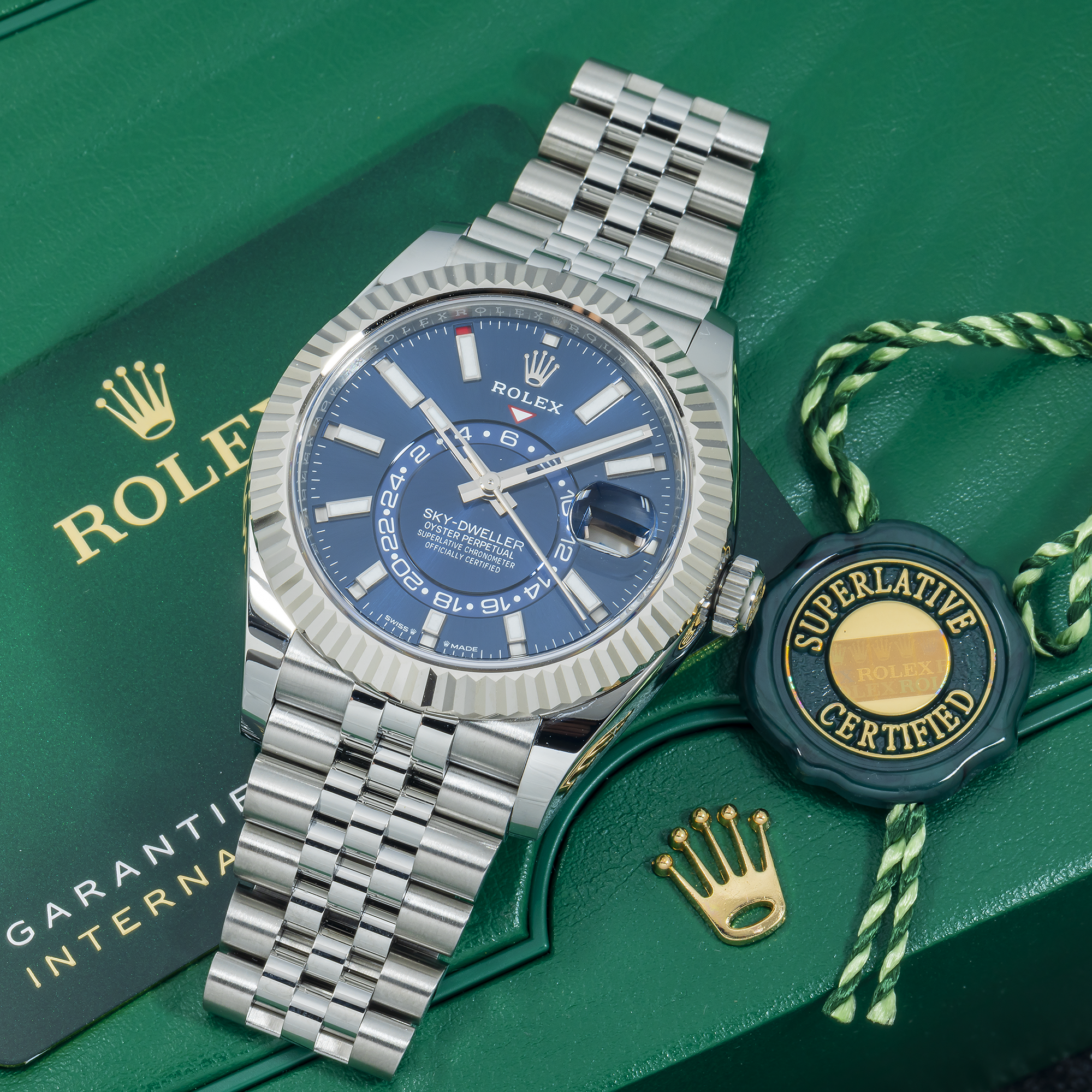 Rolex Sky-Dweller 42MM 336934 Blue Dial Fluted Bezel Stainless Steel Jubilee Bracelet