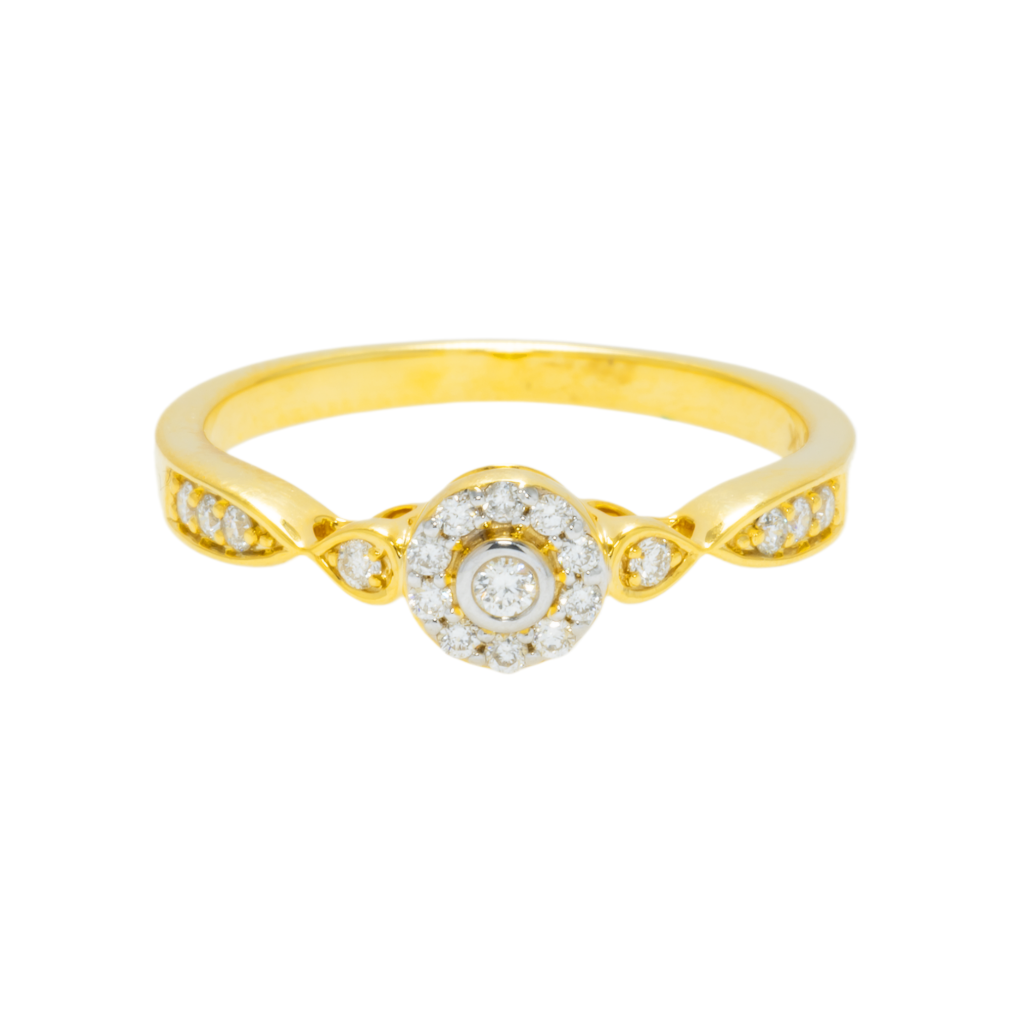 10K GOLD ROUND DIAMOND HALO VINTAGE ENGAGEMENT RING 0.19 CTW