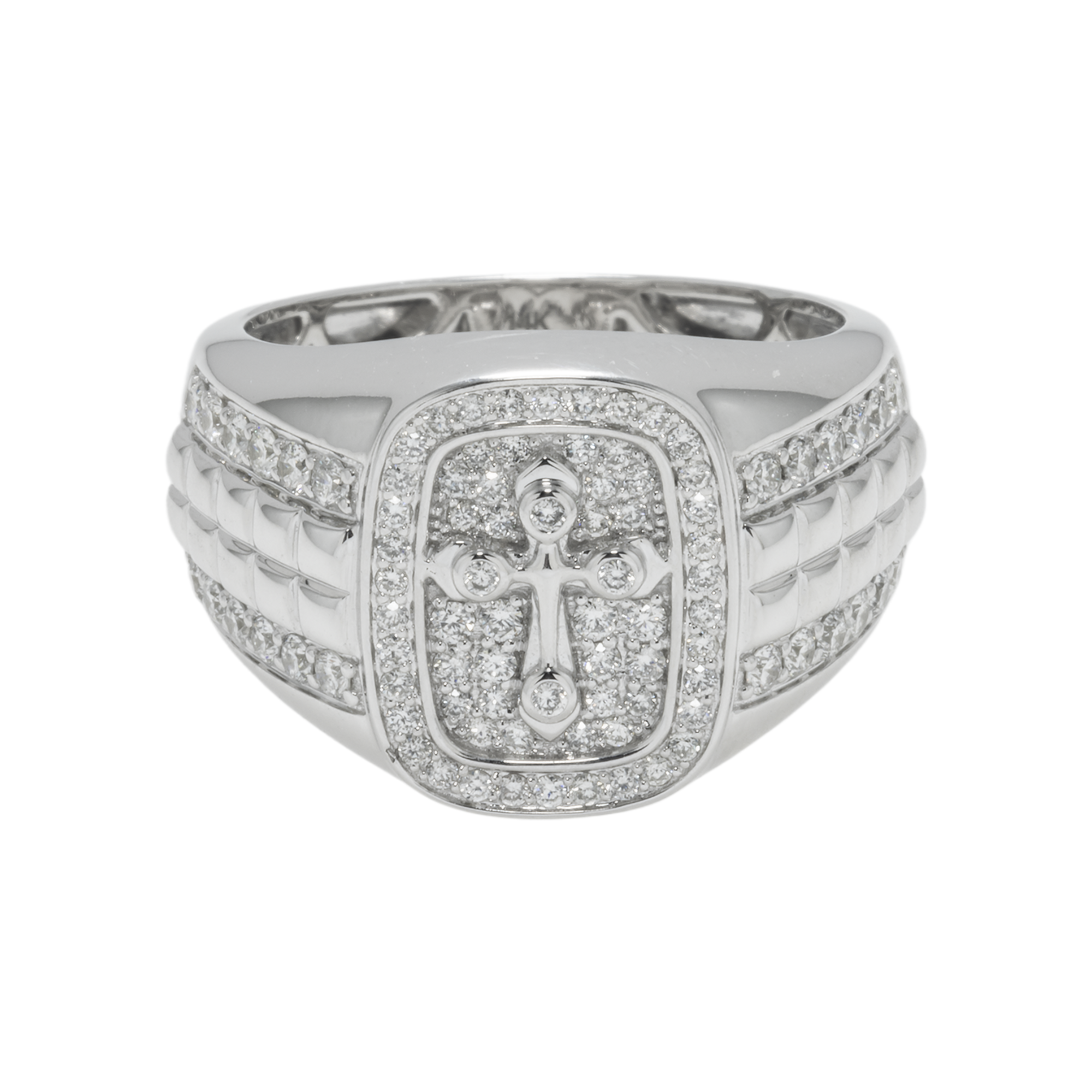 14K GOLD DIAMOND CROSS STATEMENT RING 0.84 CT