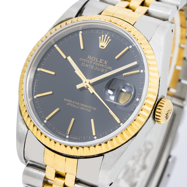 Buy Rolex Datejust 36MM 16233 Black Dial Fluted Bezel Two Tone