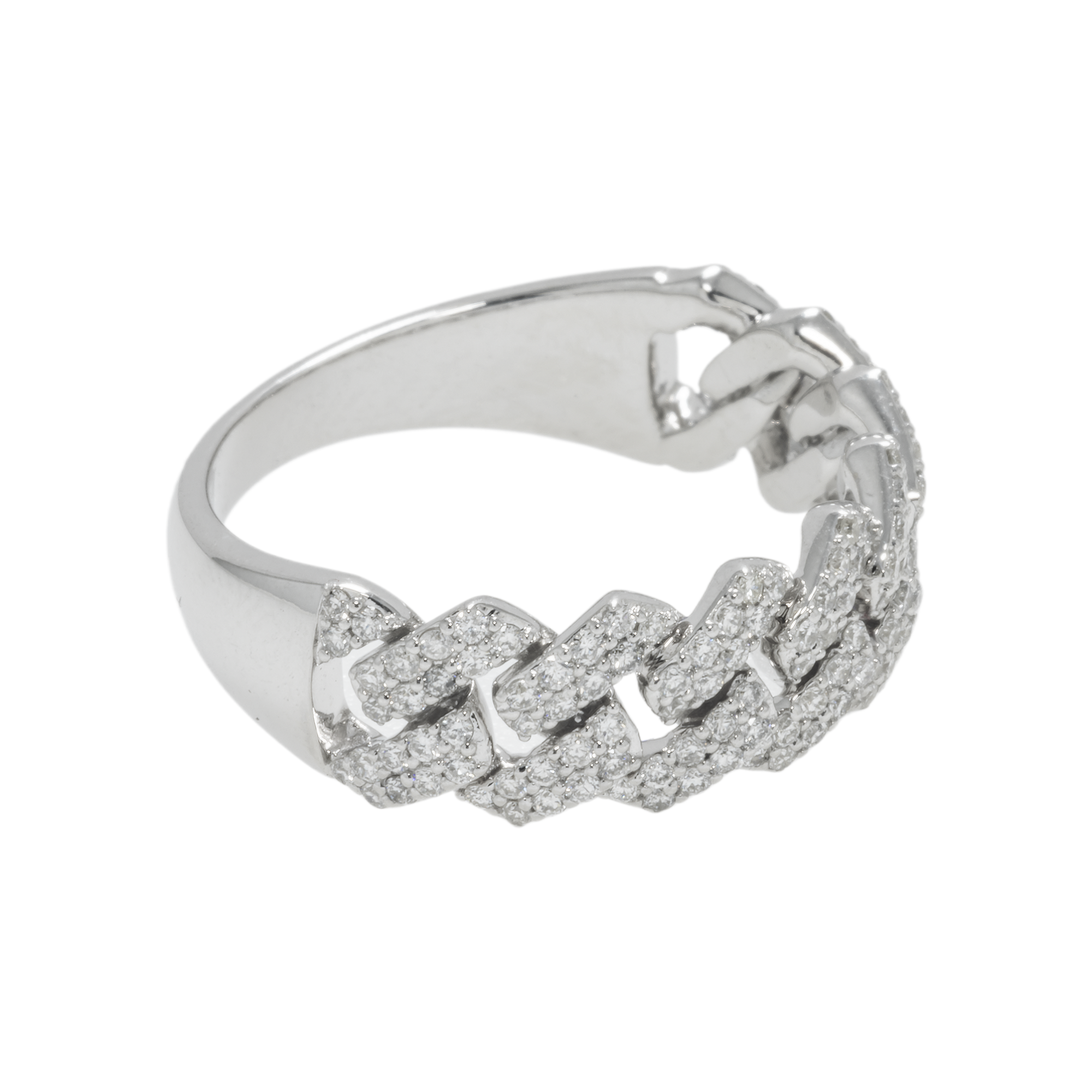 14K GOLD TWO TONE DIAMOND CUBAN LINK RING 0.83 CT