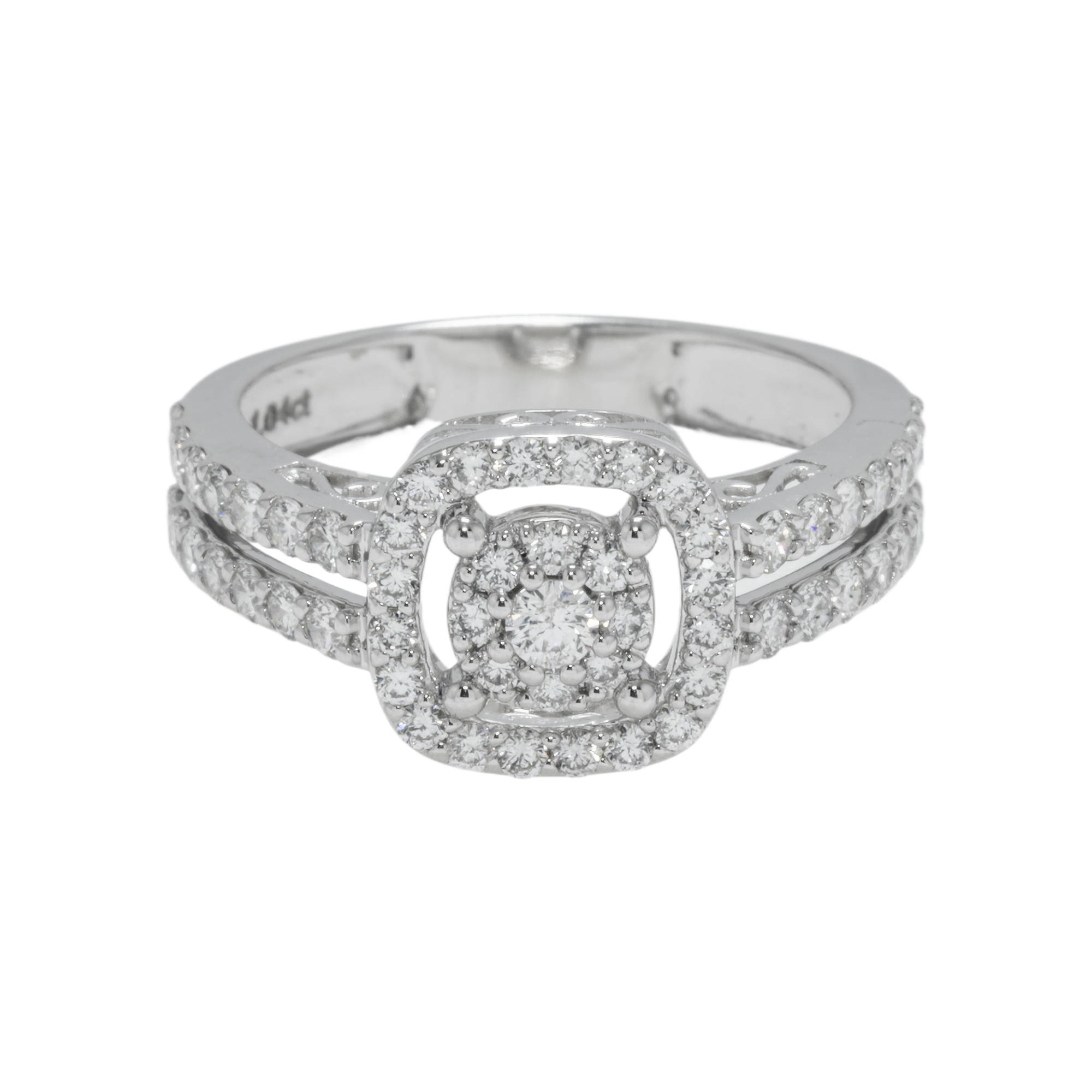 14K GOLD ROUND DIAMOND HALO ENGAGEMENT RING 0.99 CTW