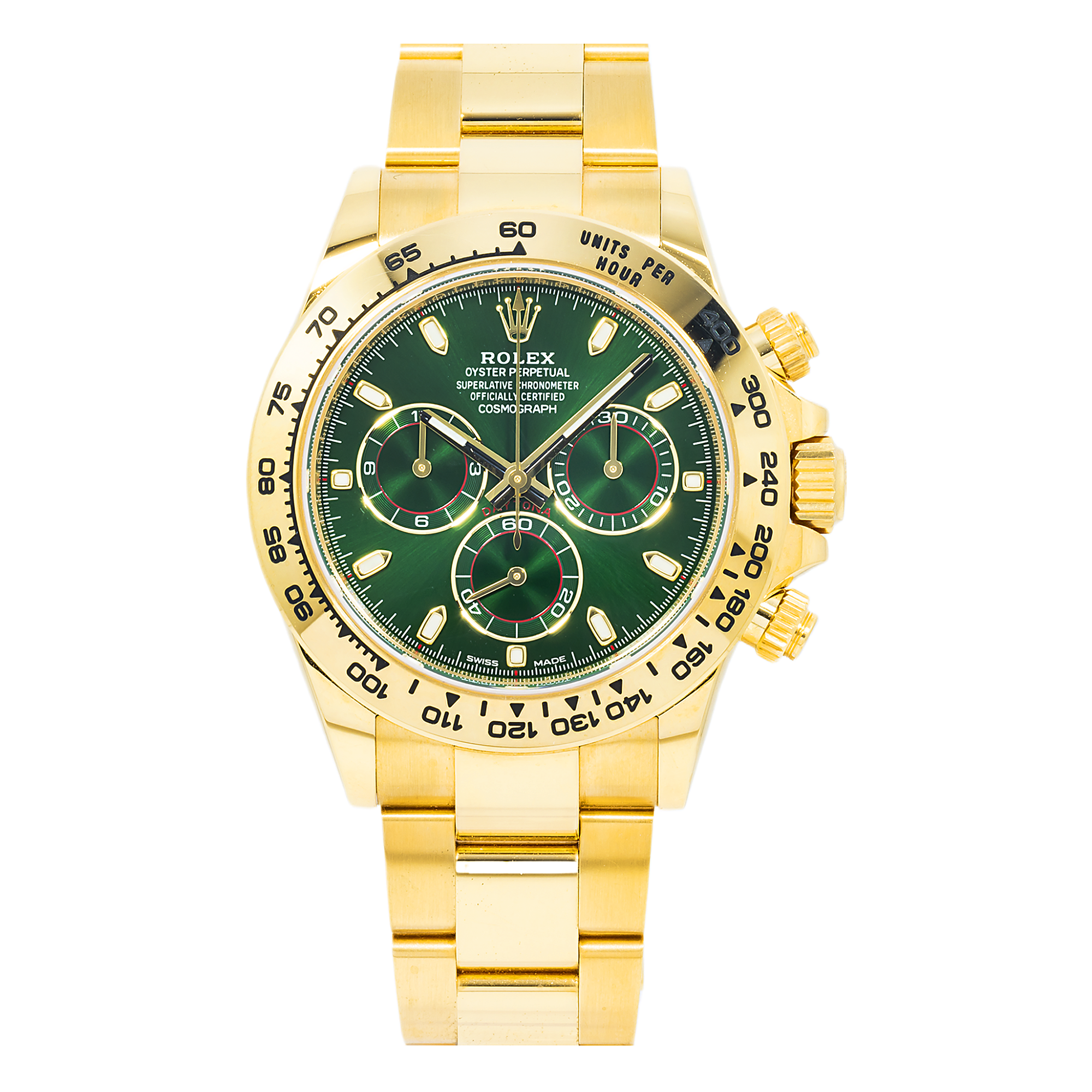 Rolex Cosmograph Daytona 40MM 116508 John Mayer / Green Daytona Green Dial 18K Yellow Gold Bezel Yellow Gold Oyster Bracelet