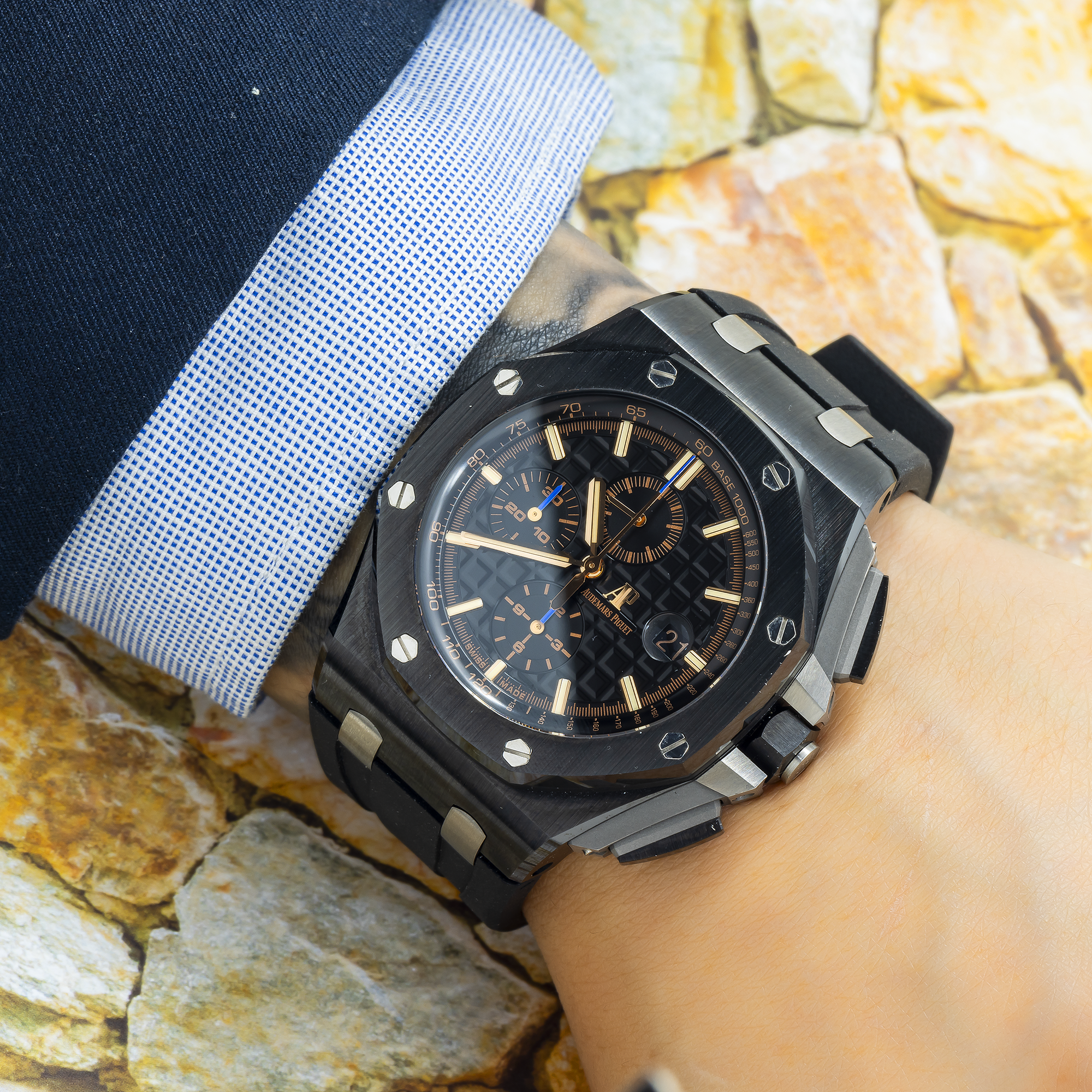Audemars Piguet Royal Oak Offshore Chronograph 44MM 26405CE.OO.A002CA.02 Black Dial Black Ceramic Bezel Black Rubber Band