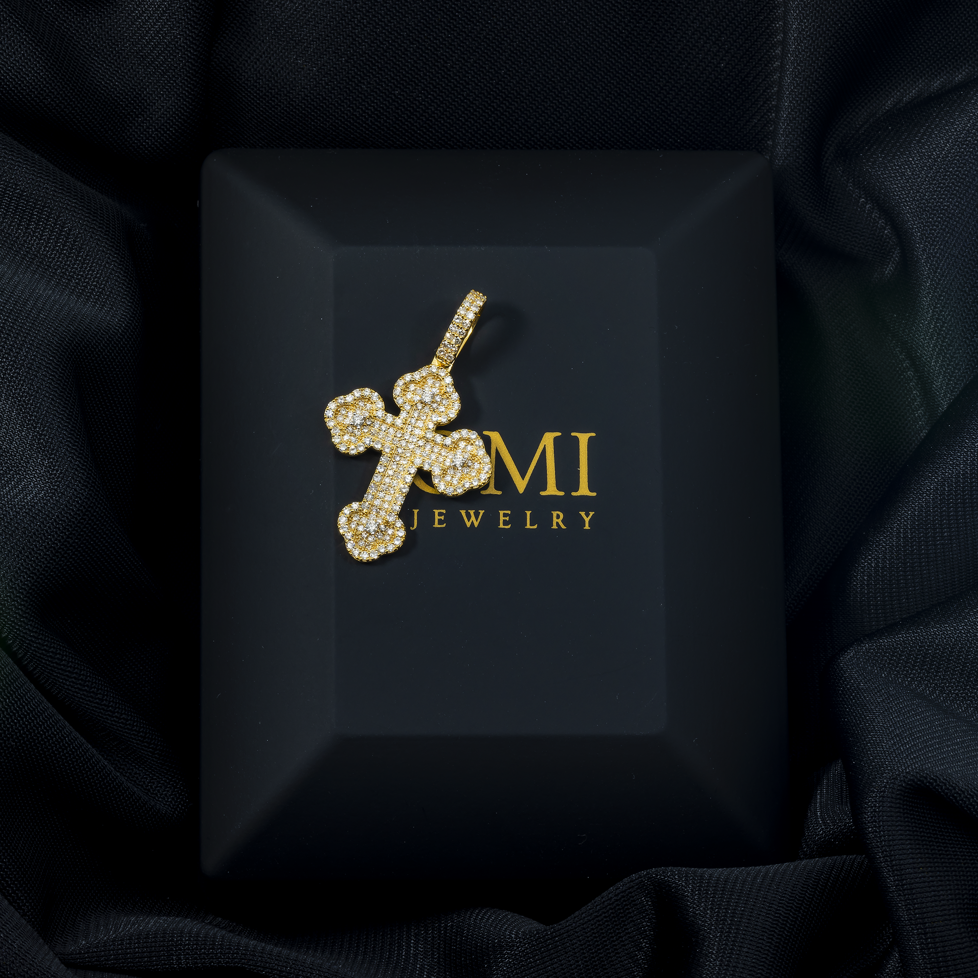 14K GOLD DIAMOND GOTHIC CROSS PENDANT 1.00 CT
