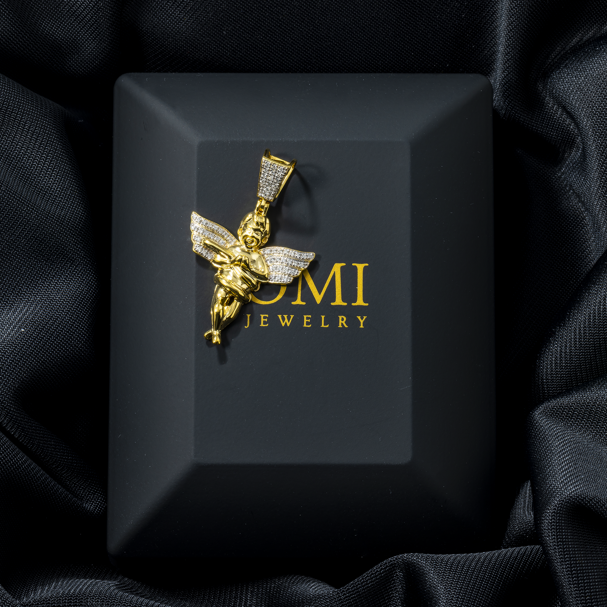 10K GOLD DIAMOND ANGEL CHERUB PENDANT 0.20 CT