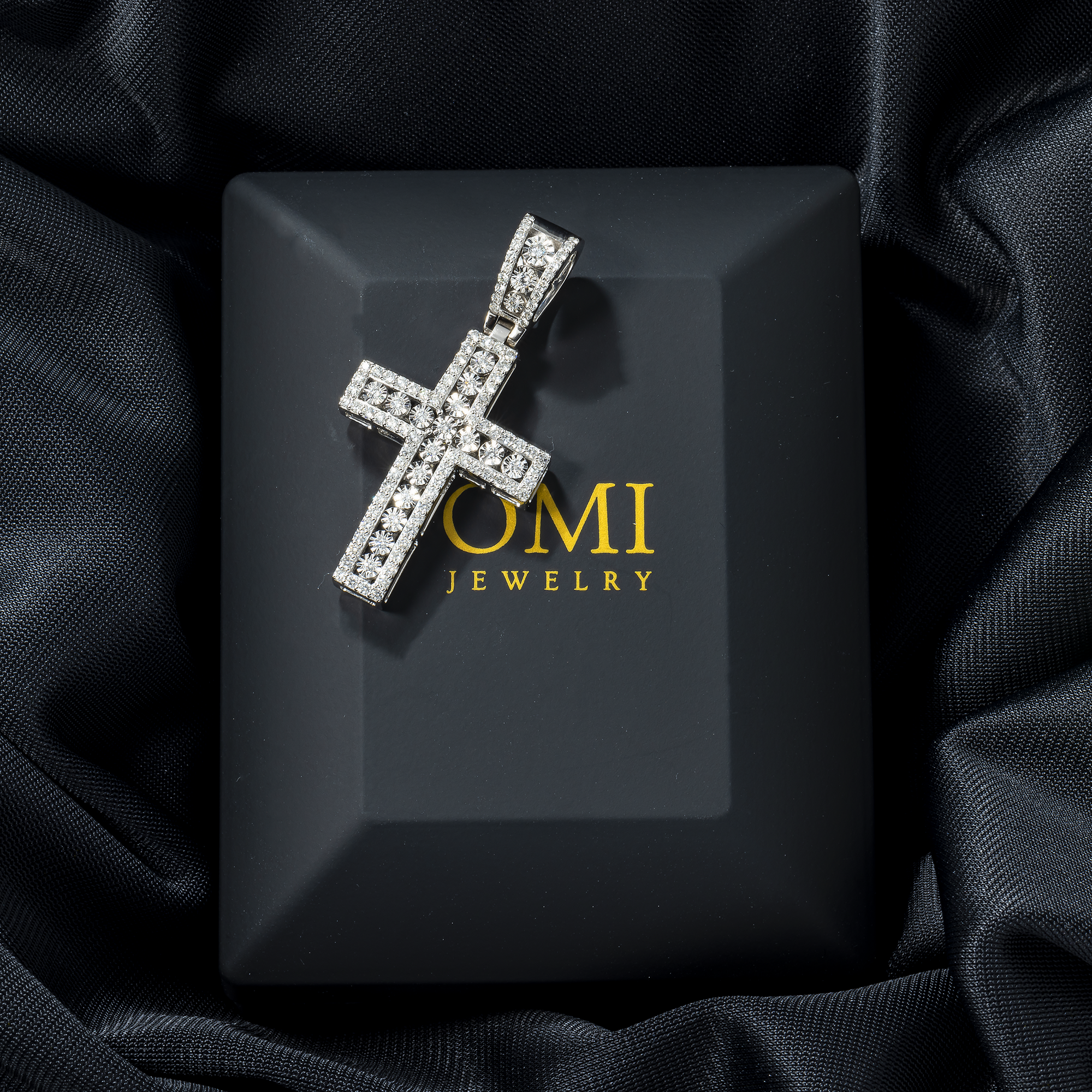 14K GOLD DIAMOND CROSS PENDANT 1.05 CT