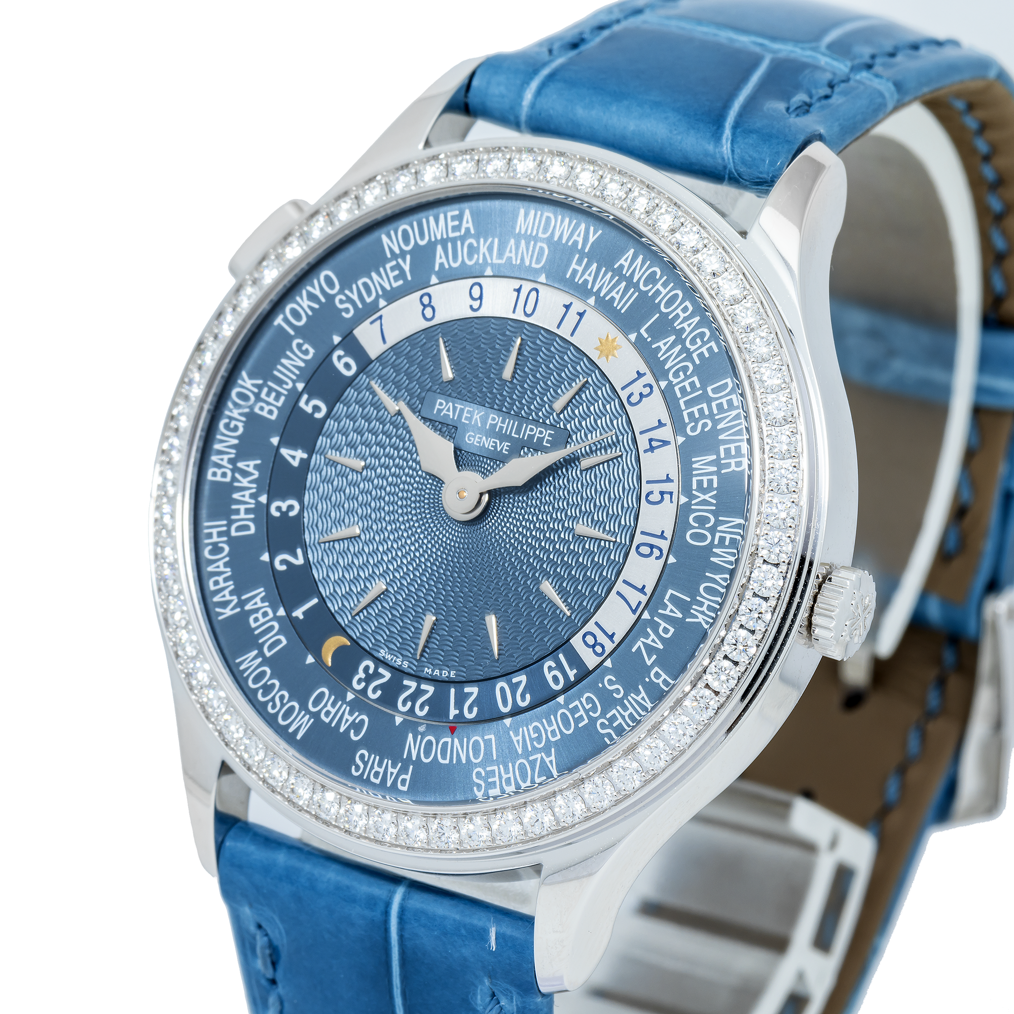 PATEK PHILIPPE WORLD TIME COMPLICATION WORLD TIME 7130R-016 WITH BLUE LEATHER BRACELT