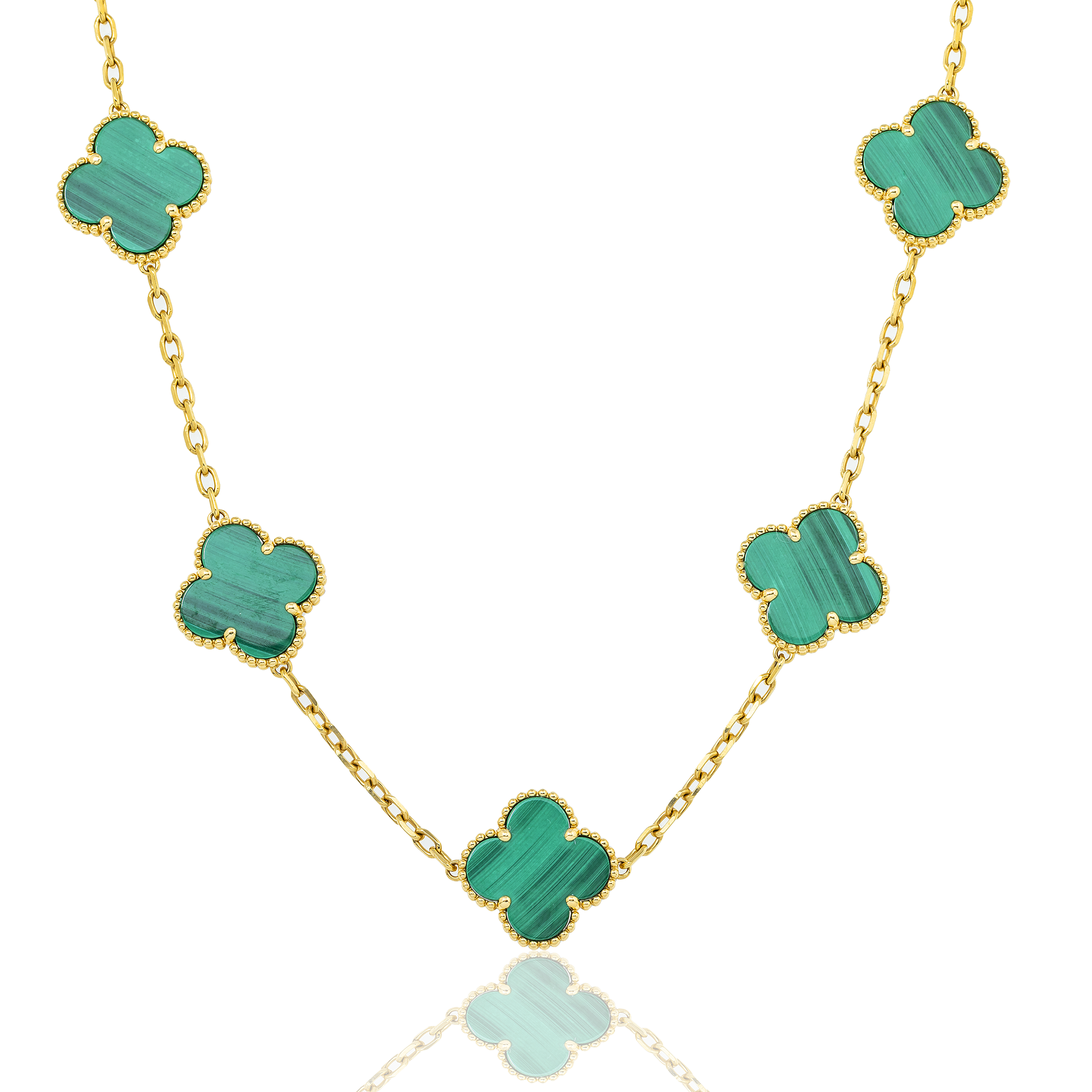 18K GOLD GREEN CLOVER NECKLACE