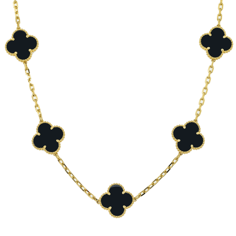 18K GOLD BLACK CLOVER NECKLACE