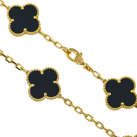 18K GOLD BLACK CLOVER NECKLACE