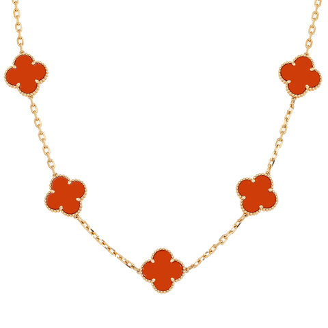 18K GOLD RED CLOVER NECKLACE