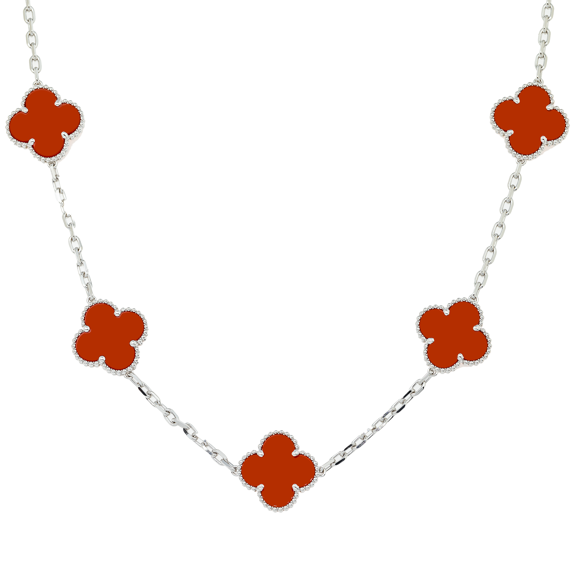 18K GOLD RED CLOVER NECKLACE