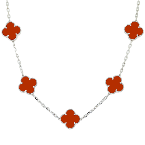 18K GOLD RED CLOVER NECKLACE