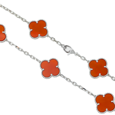 18K GOLD RED CLOVER NECKLACE