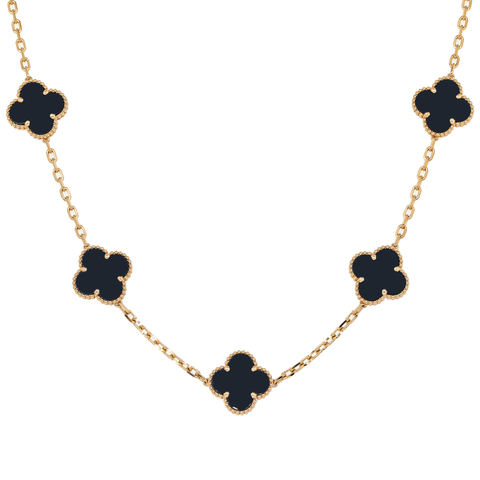 18K GOLD BLACK CLOVER NECKLACE